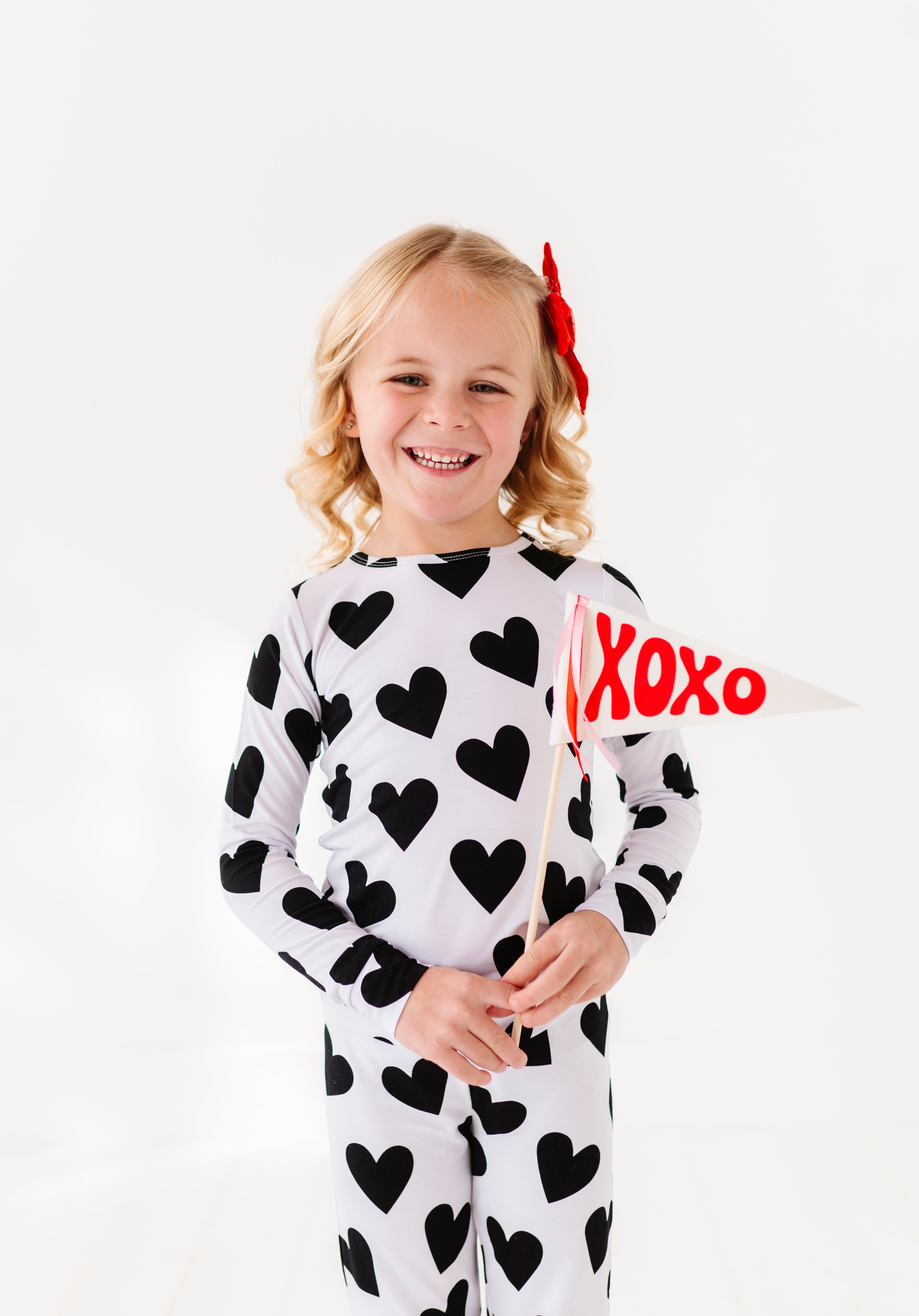 Black Heart Two-Piece Pajama Set