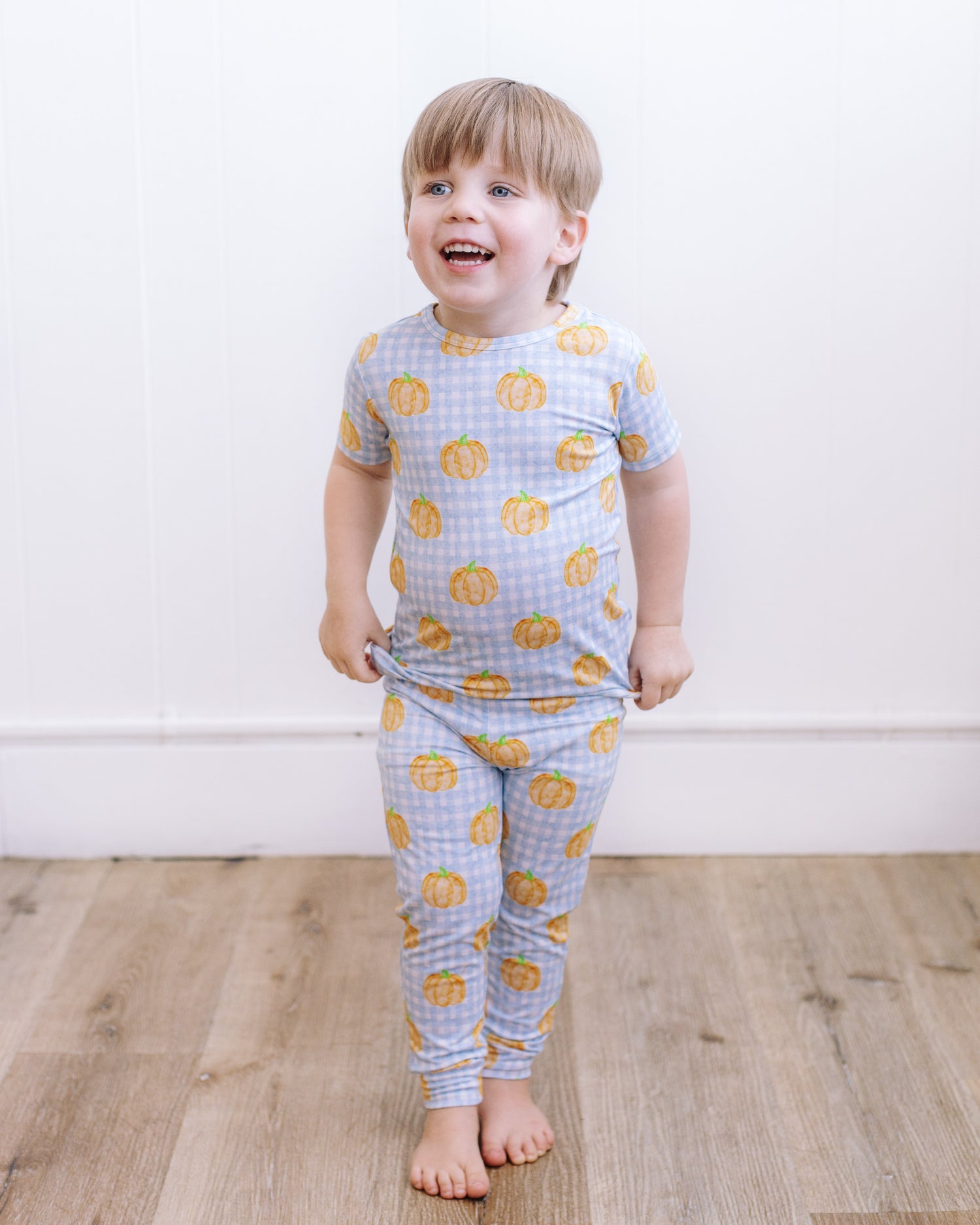 Blue Gingham Pumpkin Two Piece Set