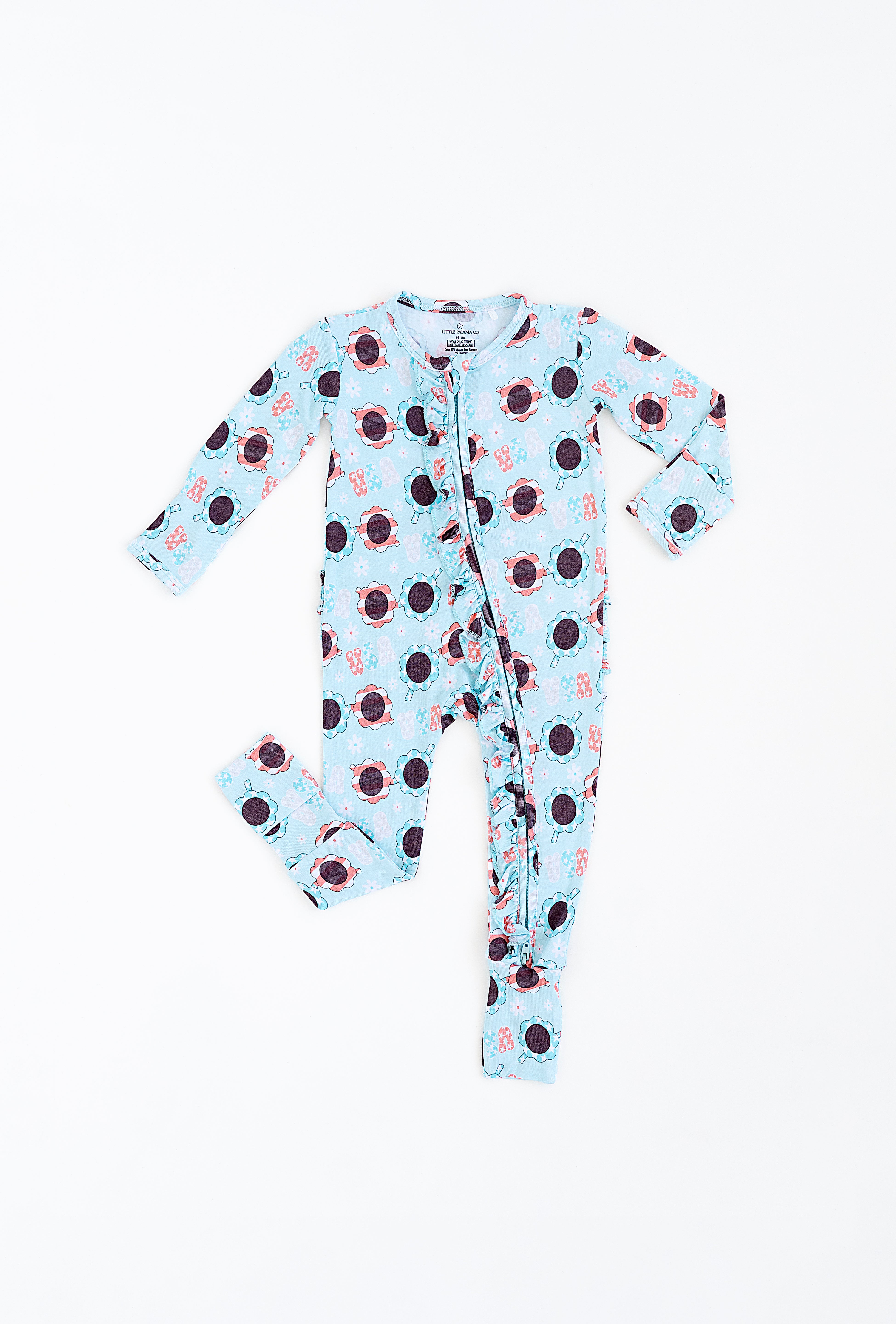 USA Sunglasses Ruffled Zipper Onesie