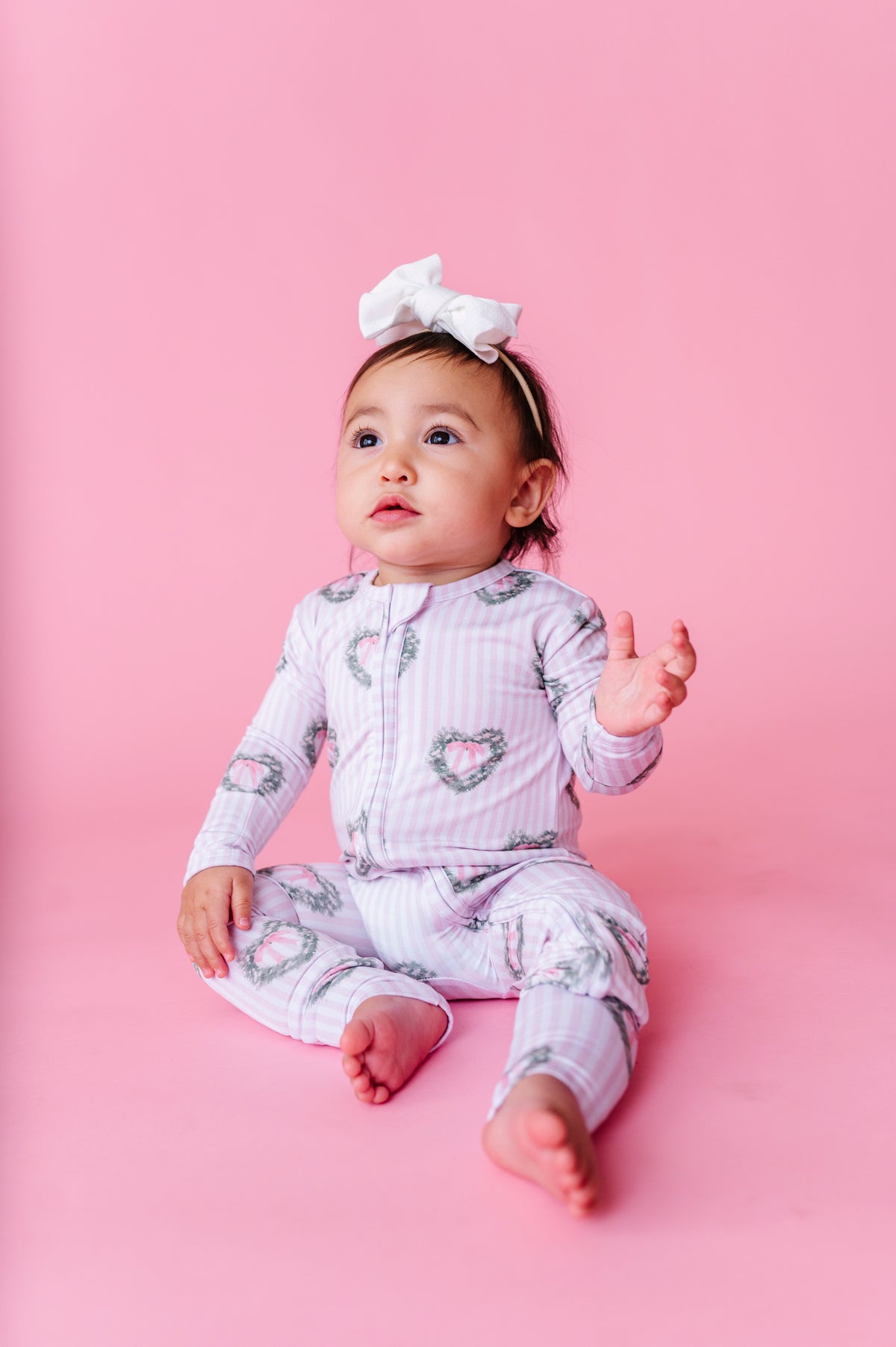 Holiday Heart Wreath Zipper Onesie