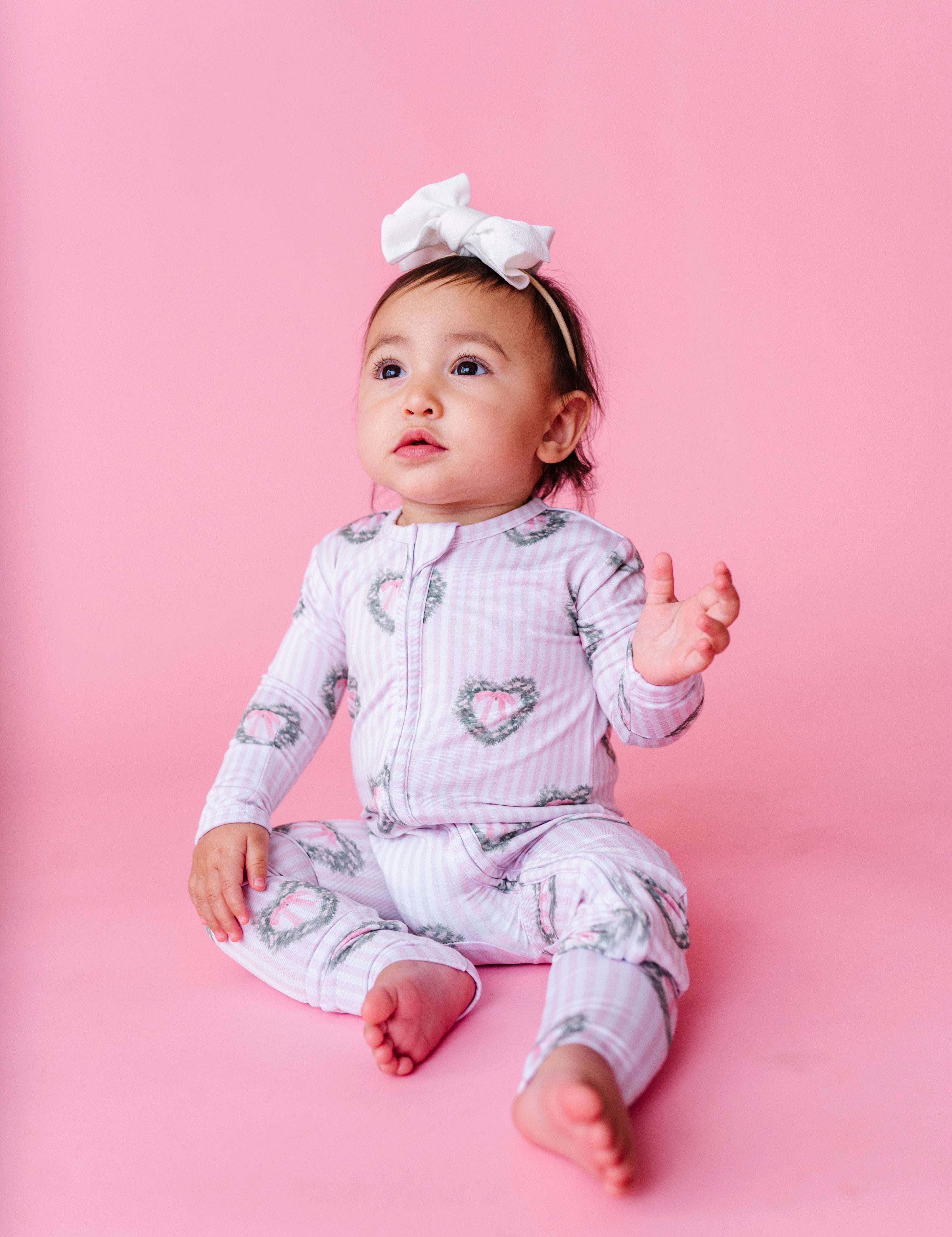Holiday Heart Wreath Zipper Onesie
