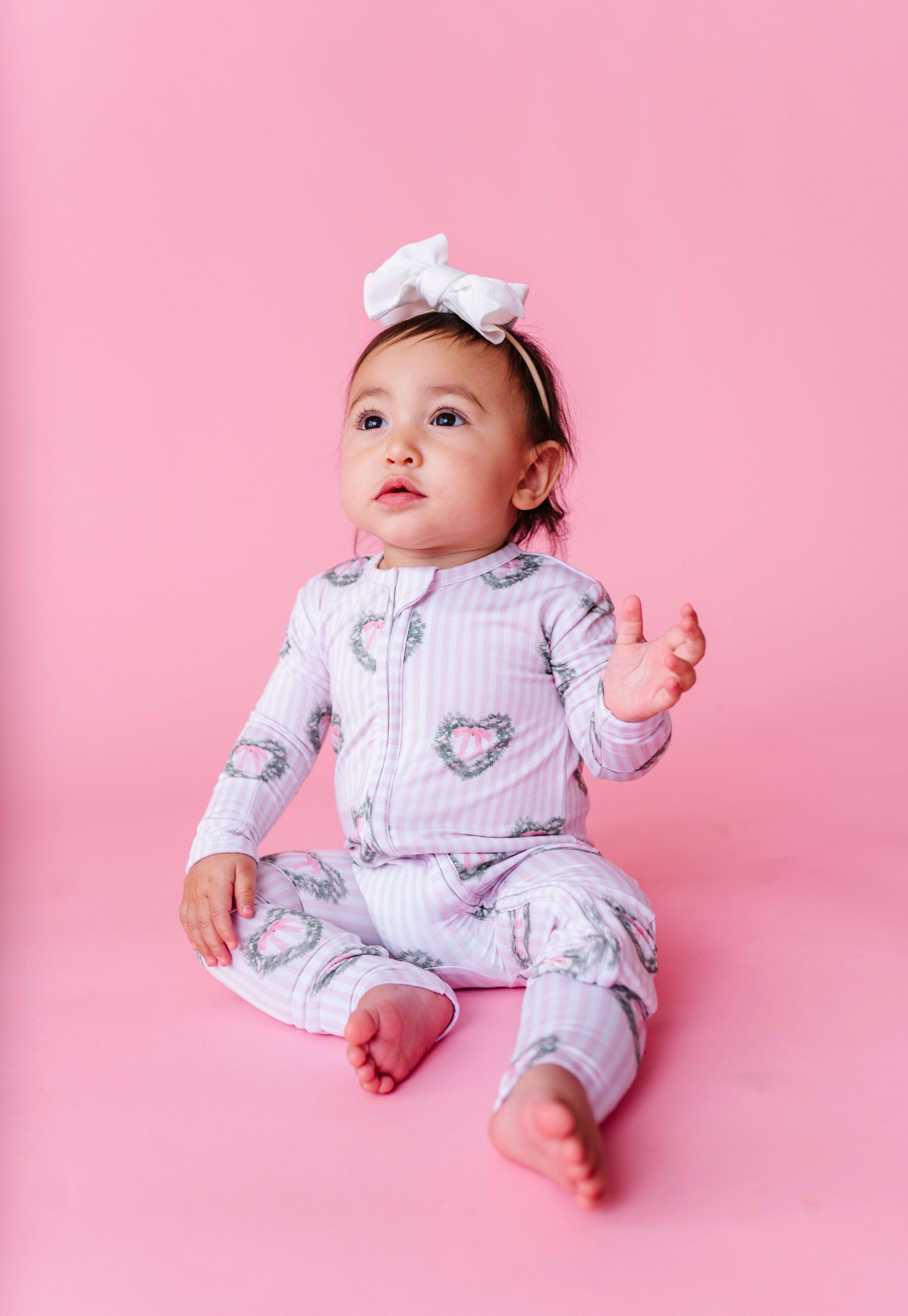 Holiday Heart Wreath Zipper Onesie