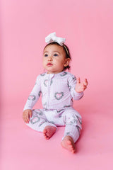 Holiday Heart Wreath Zipper Onesie