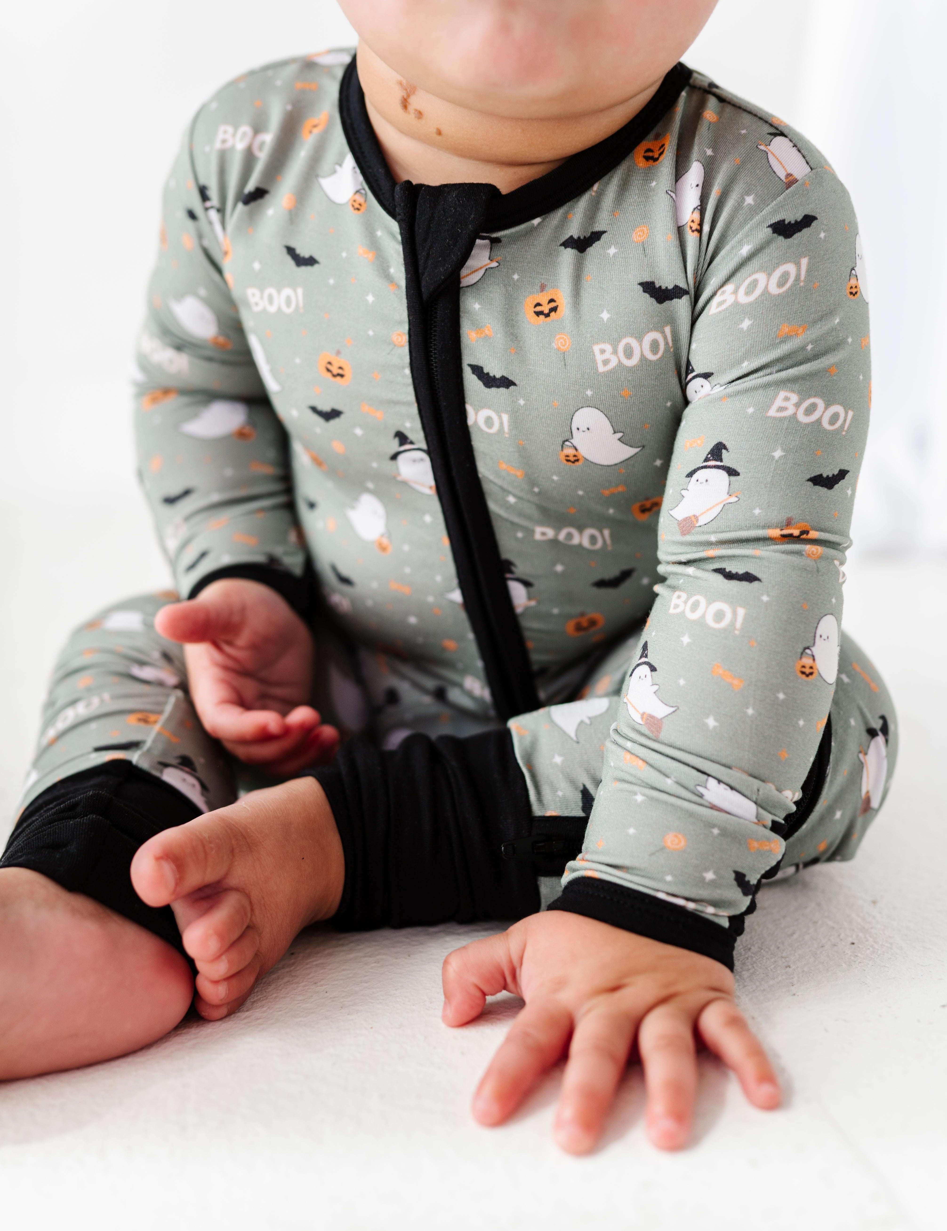 Happy Spooky Green Zipper Onesie