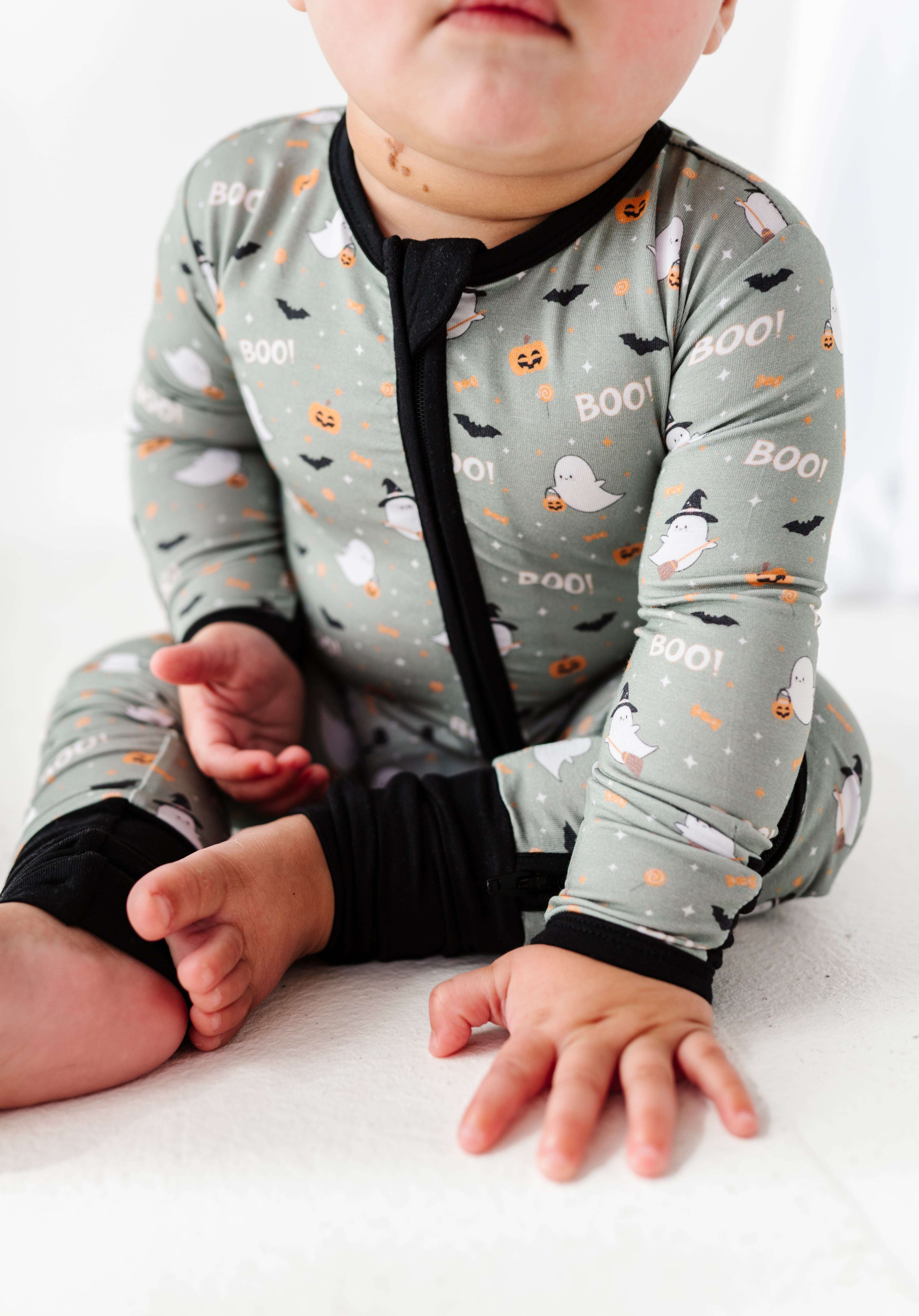 Happy Spooky Green Zipper Onesie
