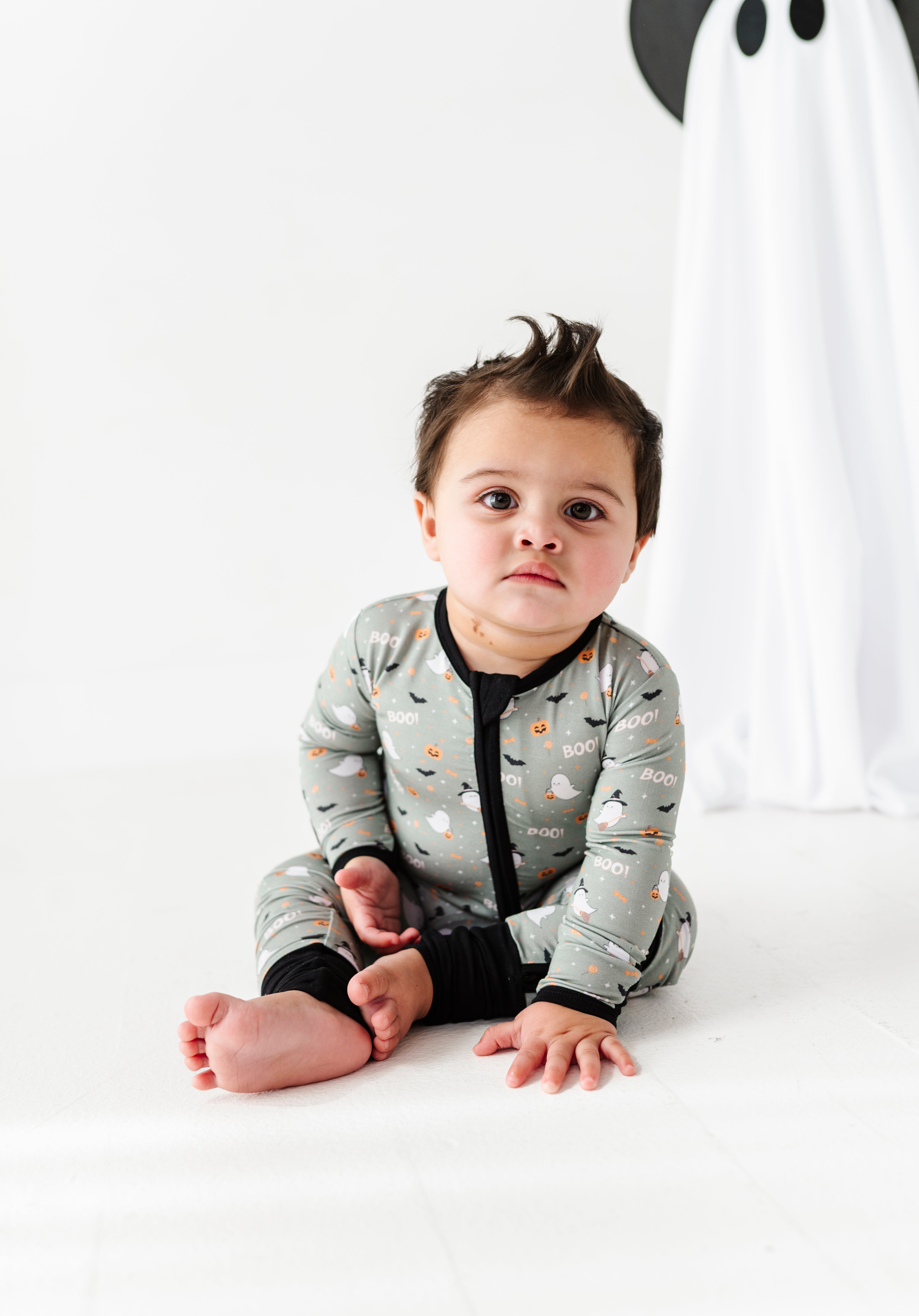 Happy Spooky Green Zipper Onesie