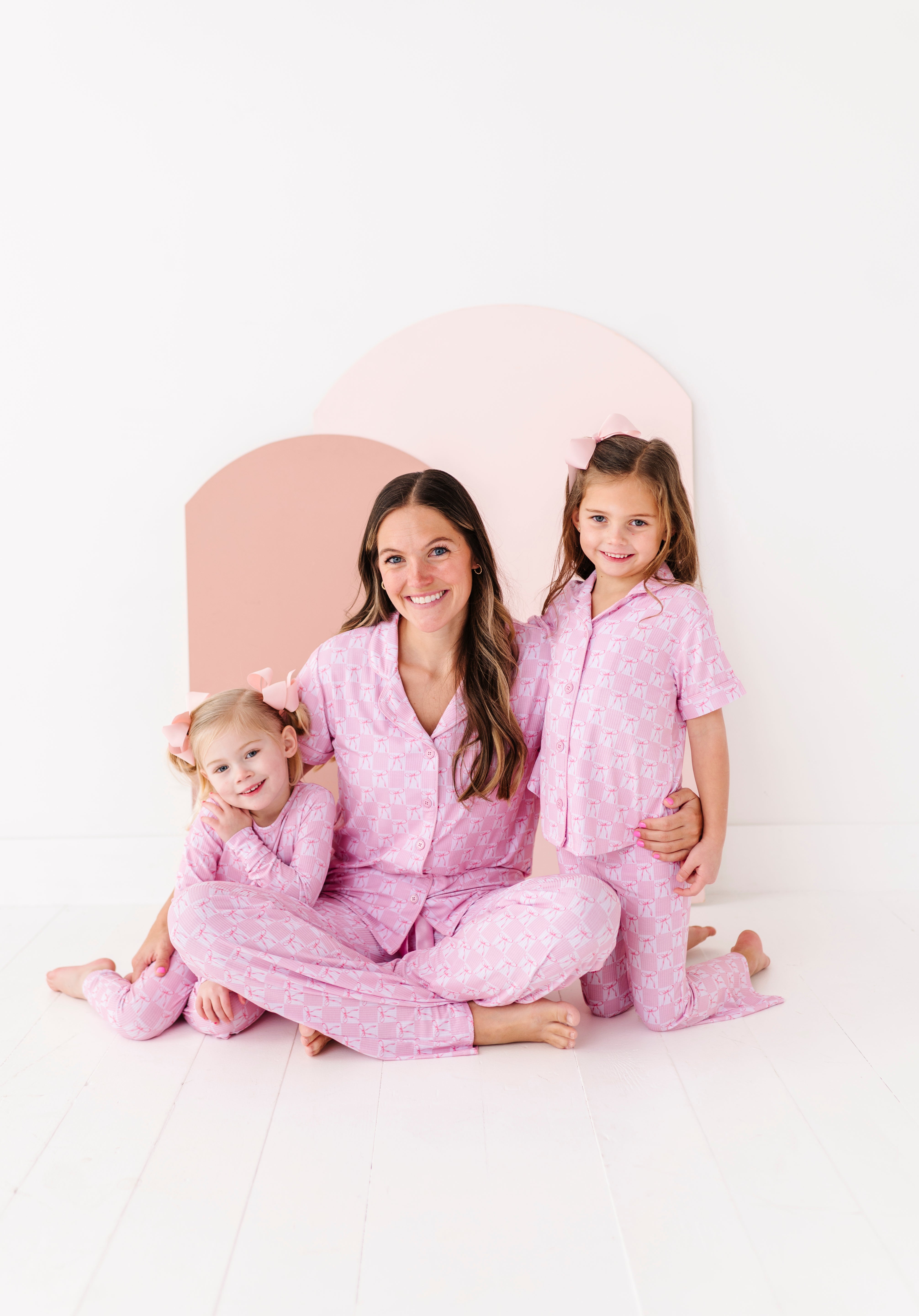 Pink Bow and Checks Women's Flare Set