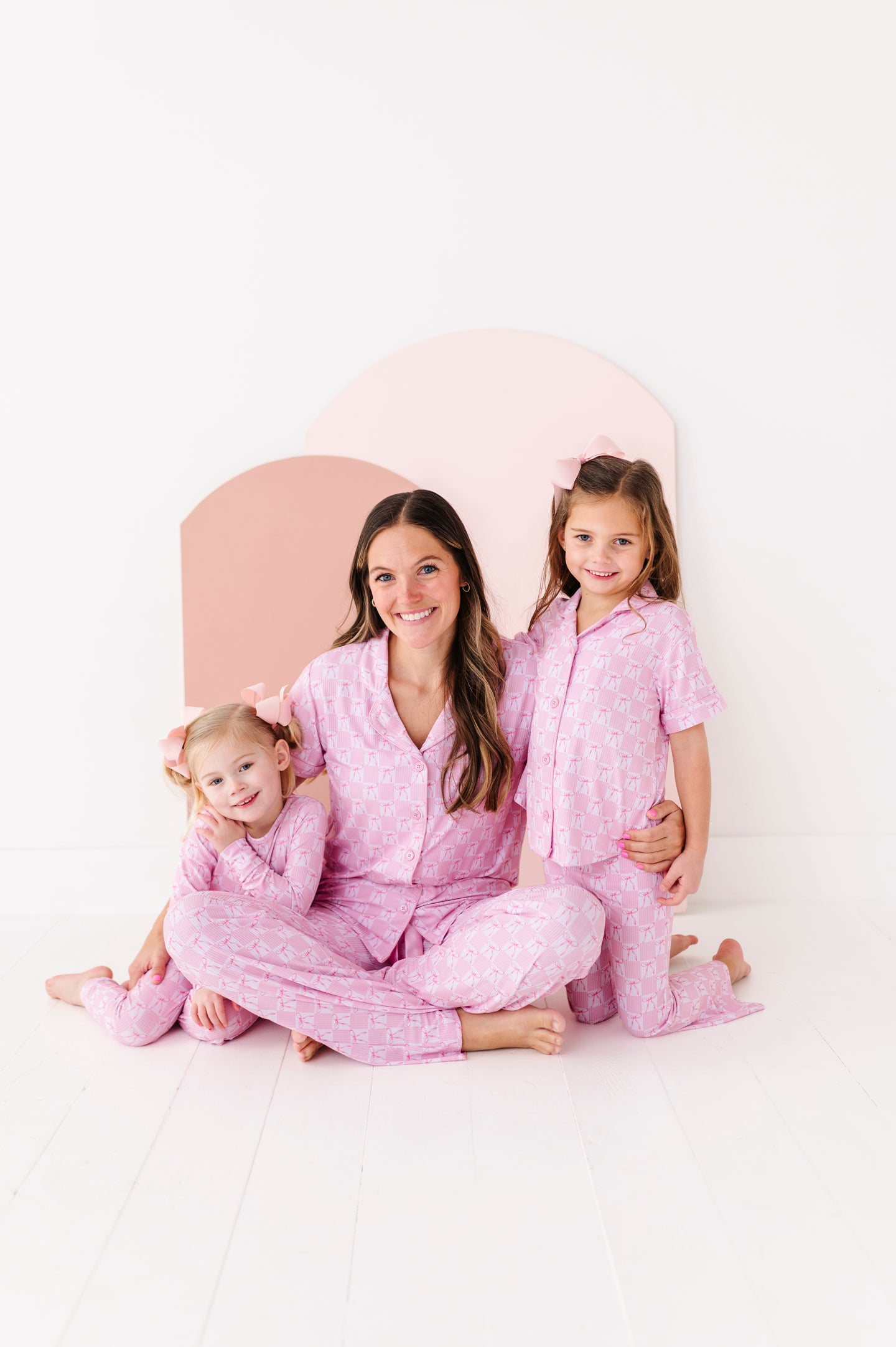 Pink Check with Bow Girls Flare Set