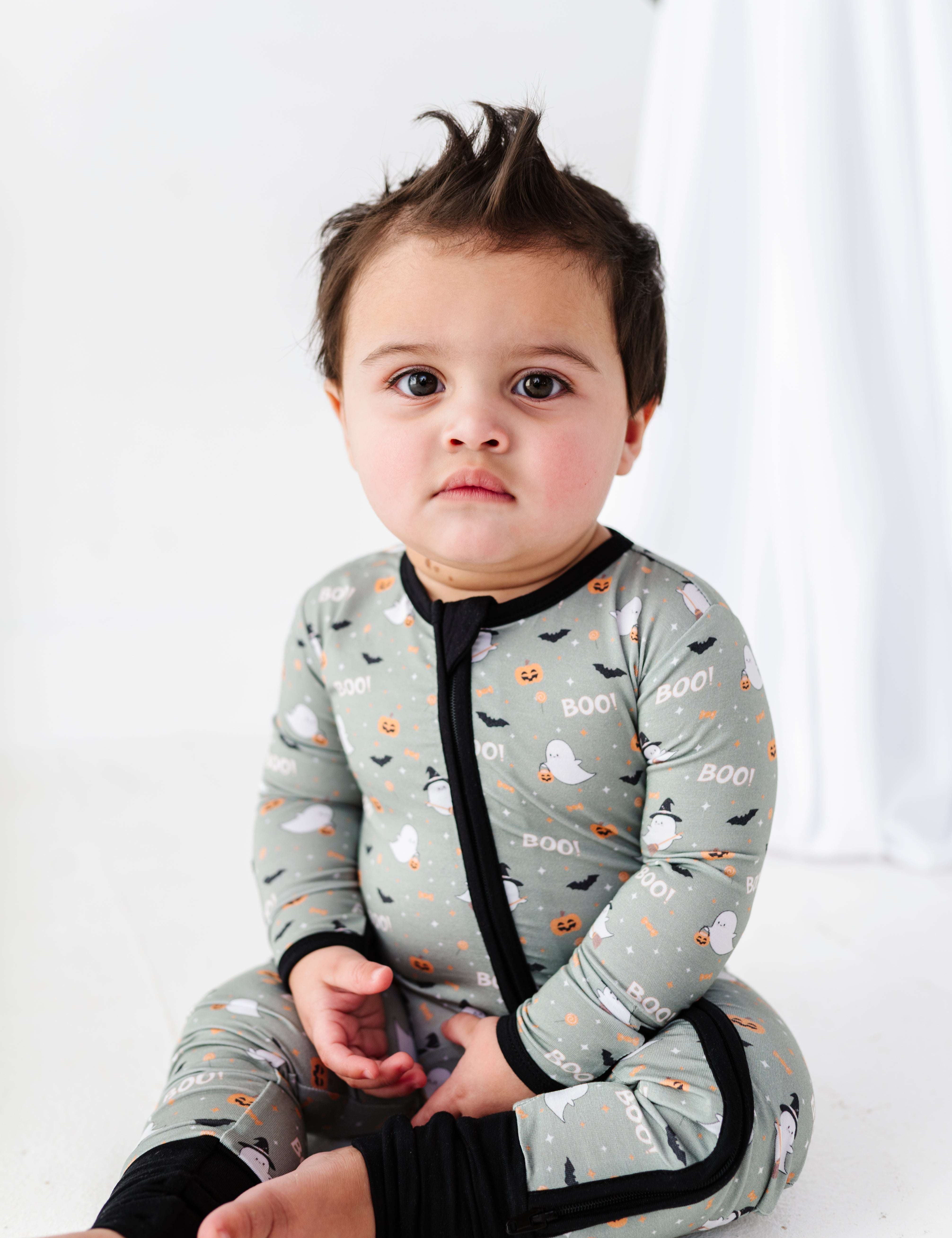 Happy Spooky Green Zipper Onesie