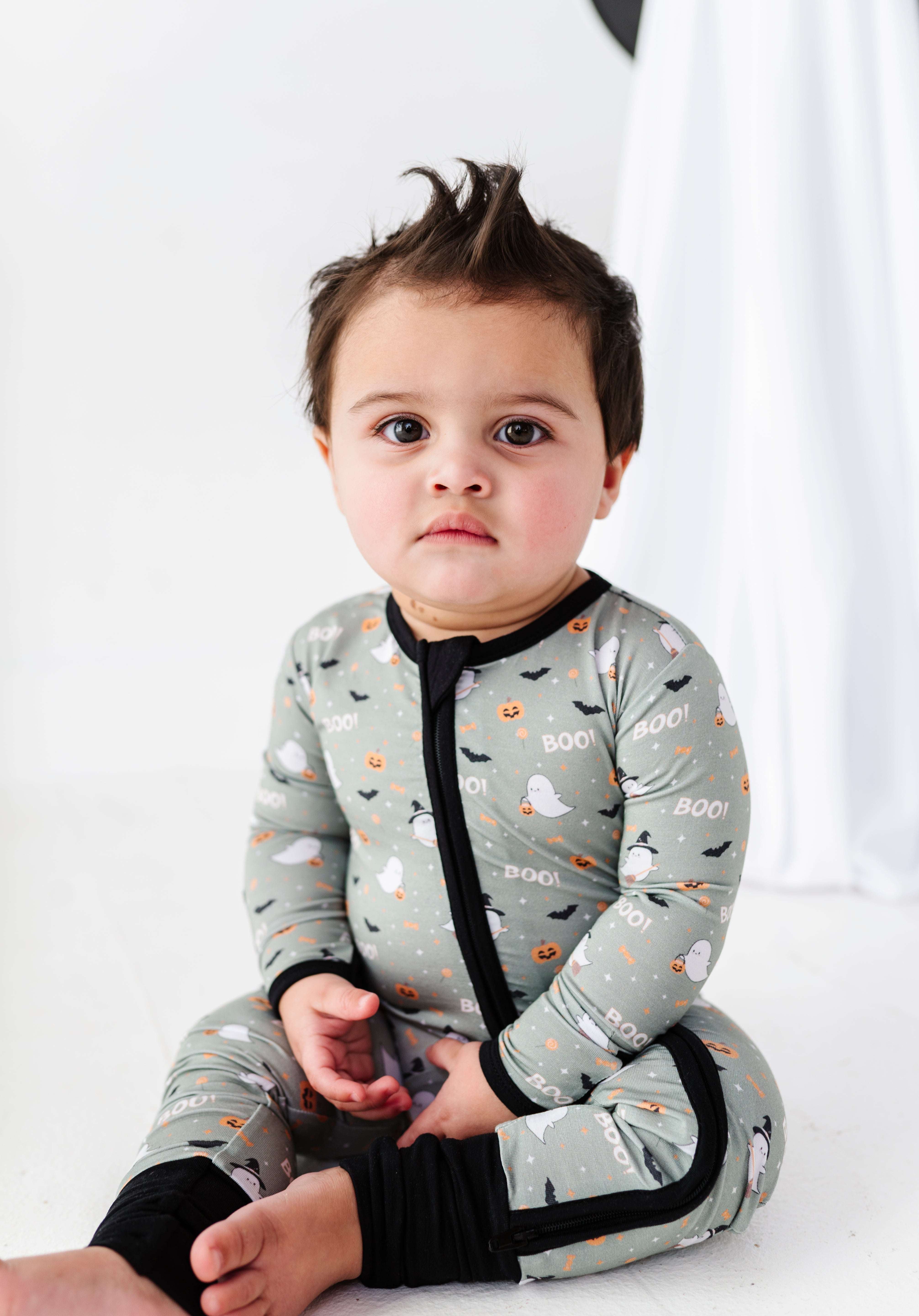 Happy Spooky Green Zipper Onesie