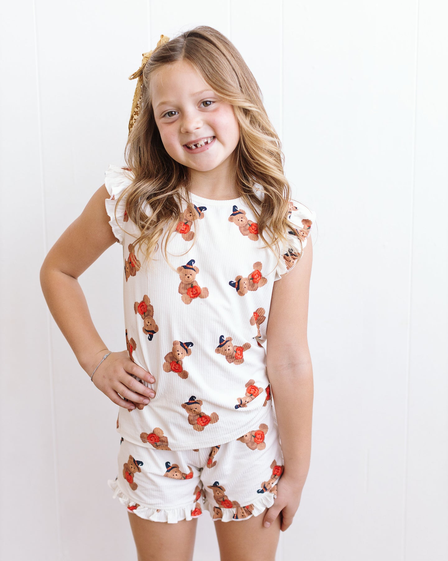 Halloween Bear Ruffle Short Set