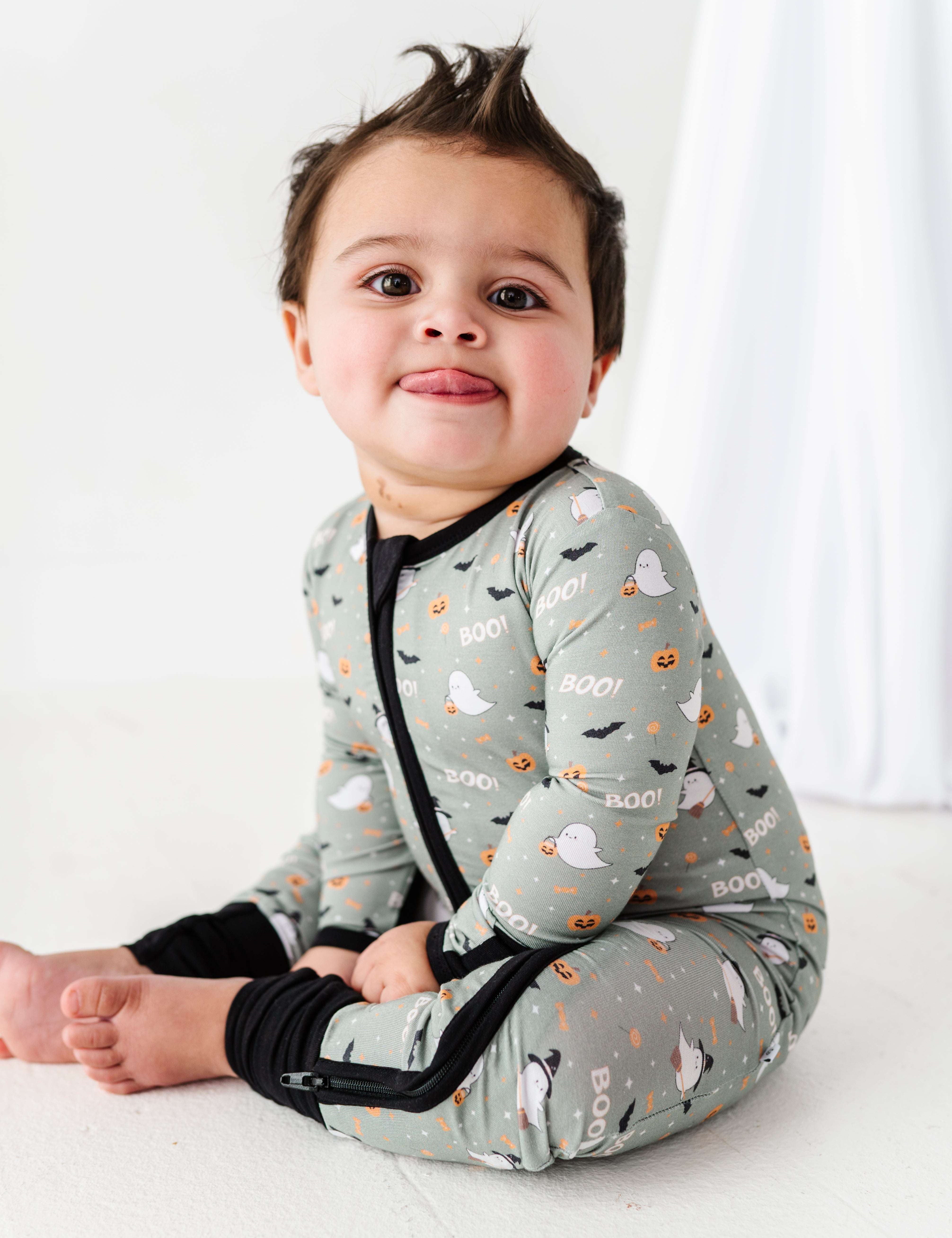 Happy Spooky Green Zipper Onesie