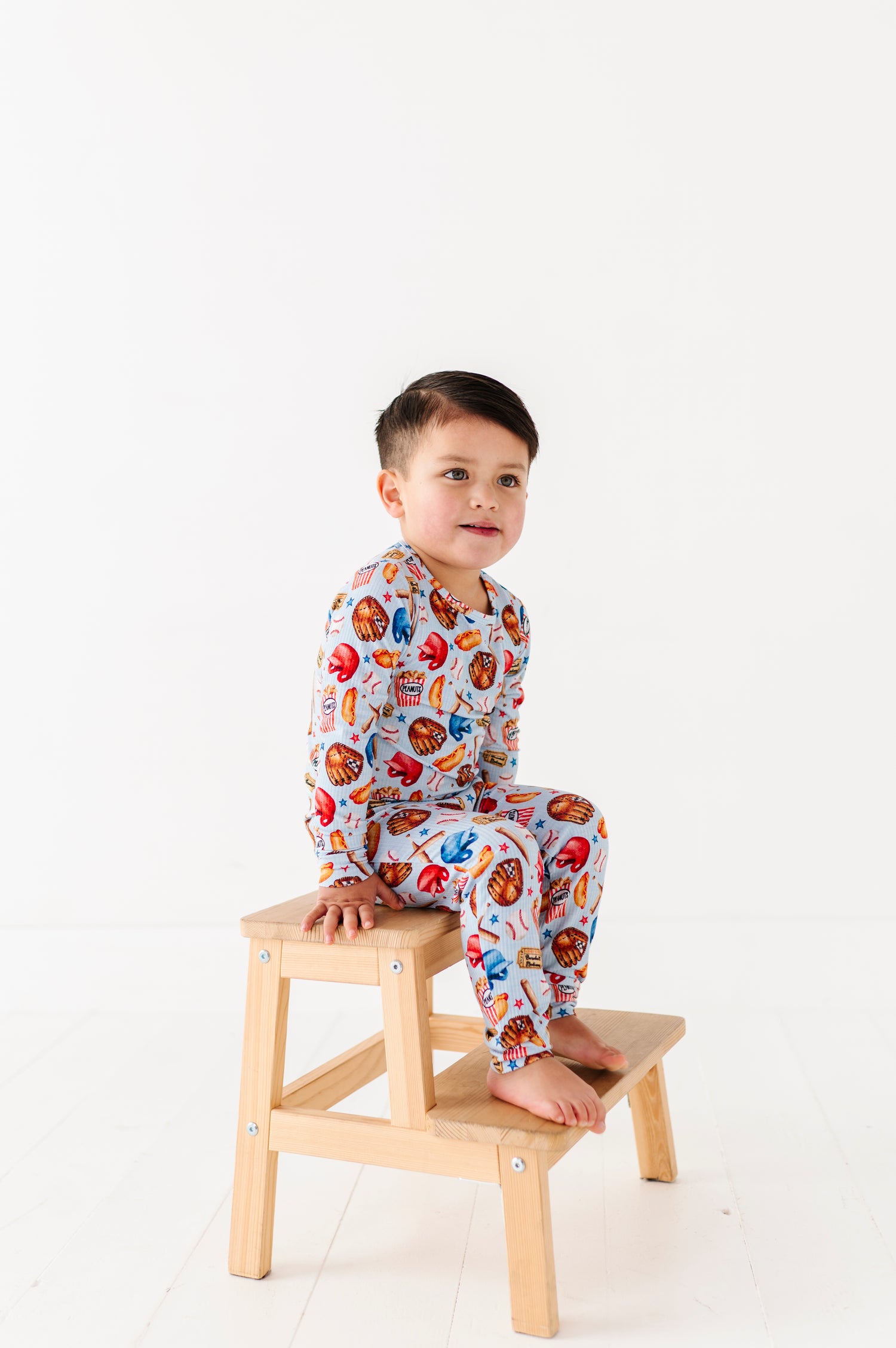 Ribbed Baseball Two Piece Pajama Set