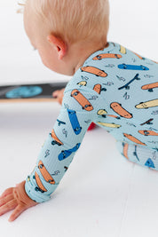 Ribbed Skateboard Ribbed Zipper Onesie