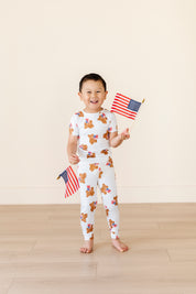 American Bear and Flags Two Piece Pajama Set