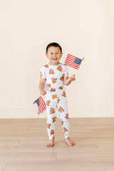 American Bear and Flags Two Piece Pajama Set