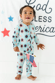 USA Sunglasses Ruffled Zipper Onesie