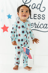 USA Sunglasses Ruffled Zipper Onesie