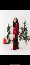 Load image into Gallery viewer, Classic Red Plaid Ribbed Women&#39;s Flare Set
