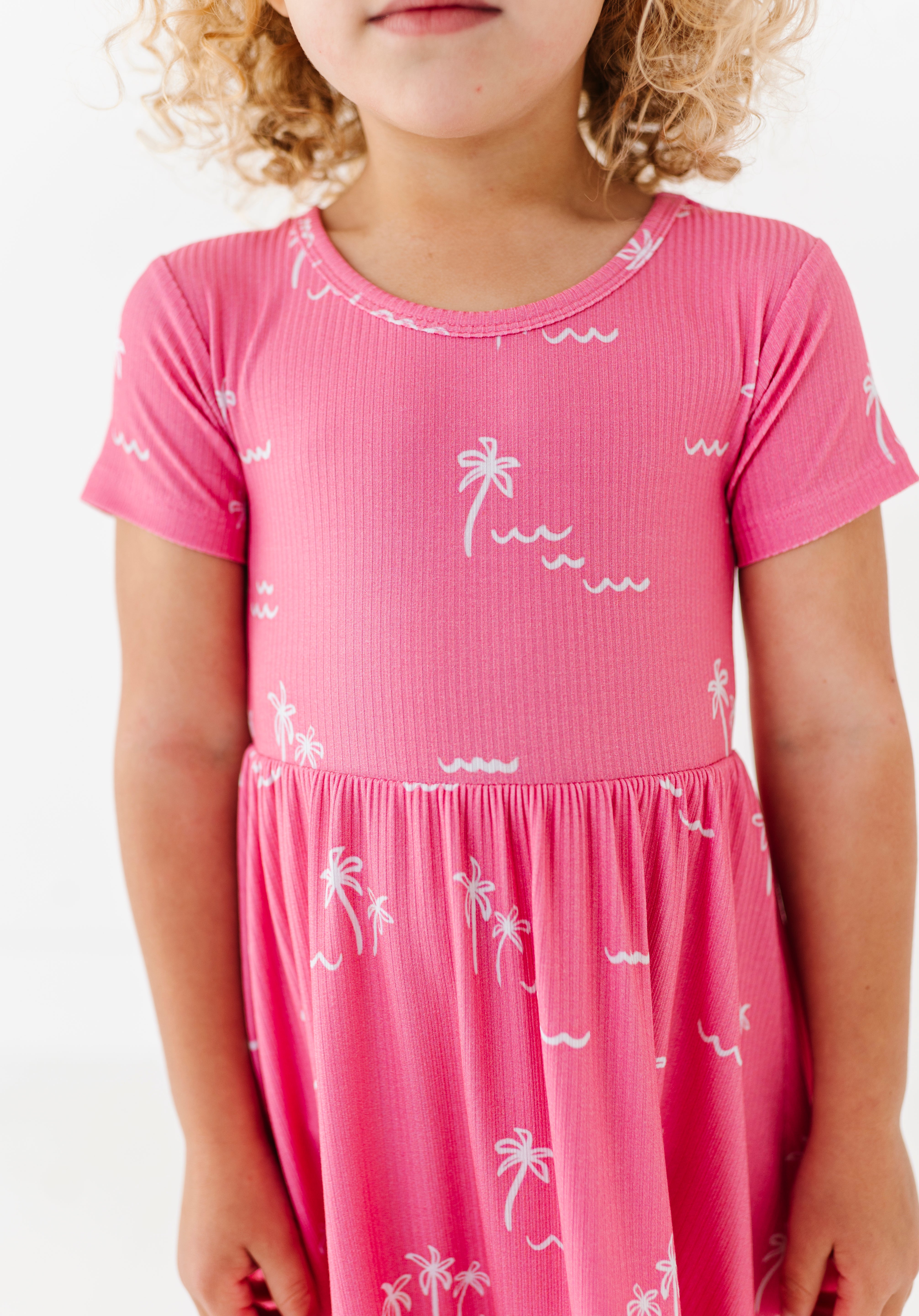 Pink Palm Ruffle Dress