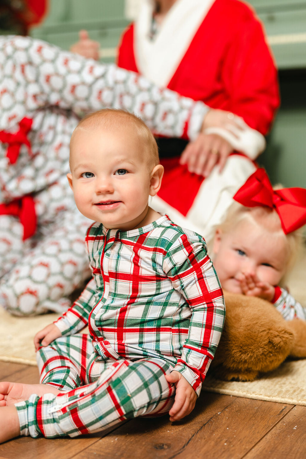 LPC X Tiffany Houghton Christmas Plaid Zipper Onesie