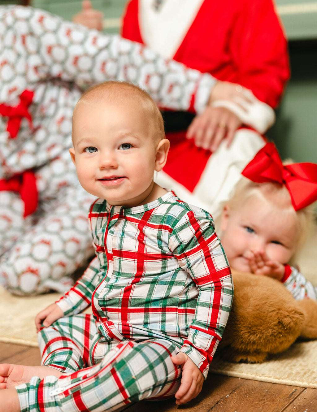 LPC X Tiffany Houghton Christmas Plaid Zipper Onesie