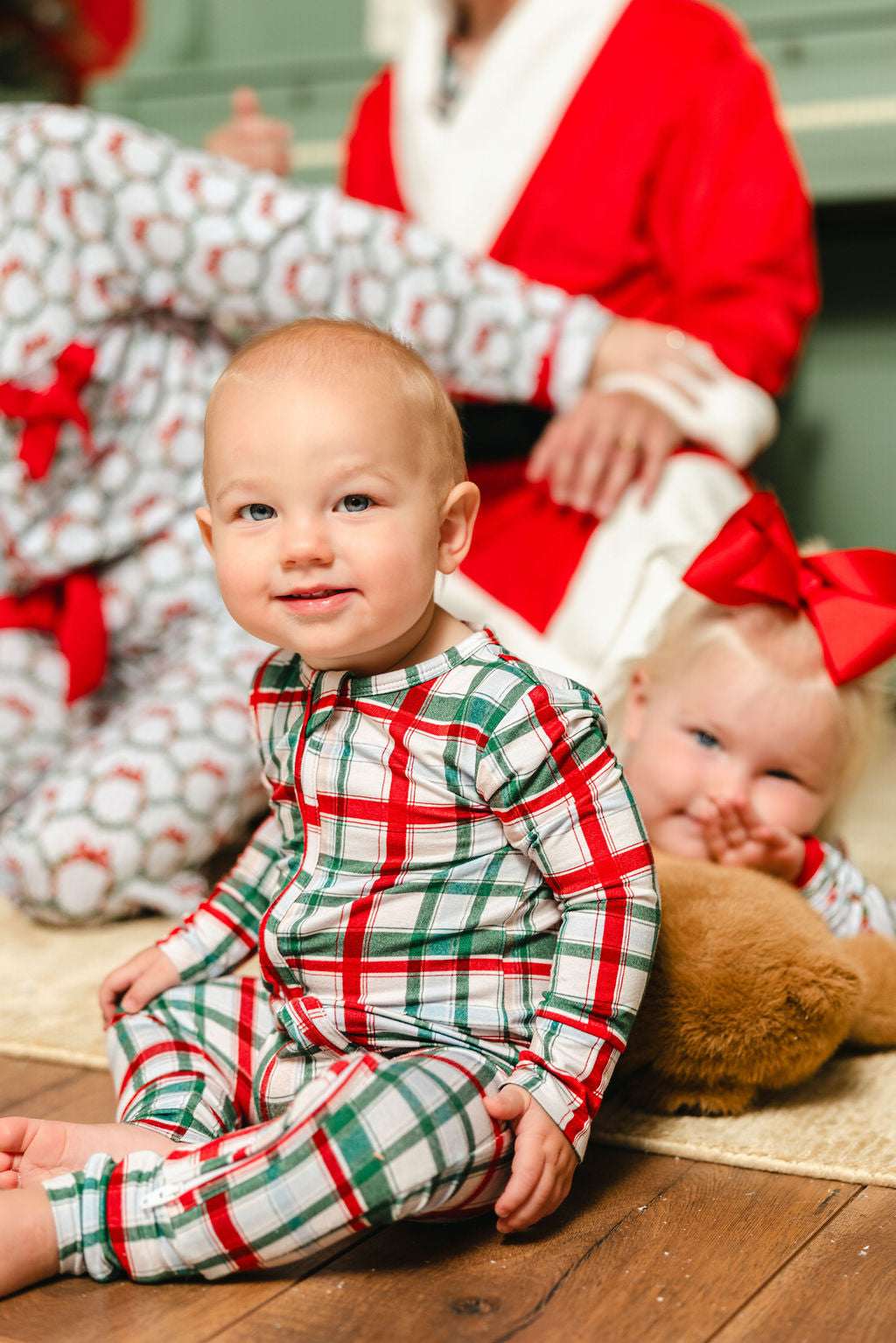 LPC X Tiffany Houghton Christmas Plaid Zipper Onesie