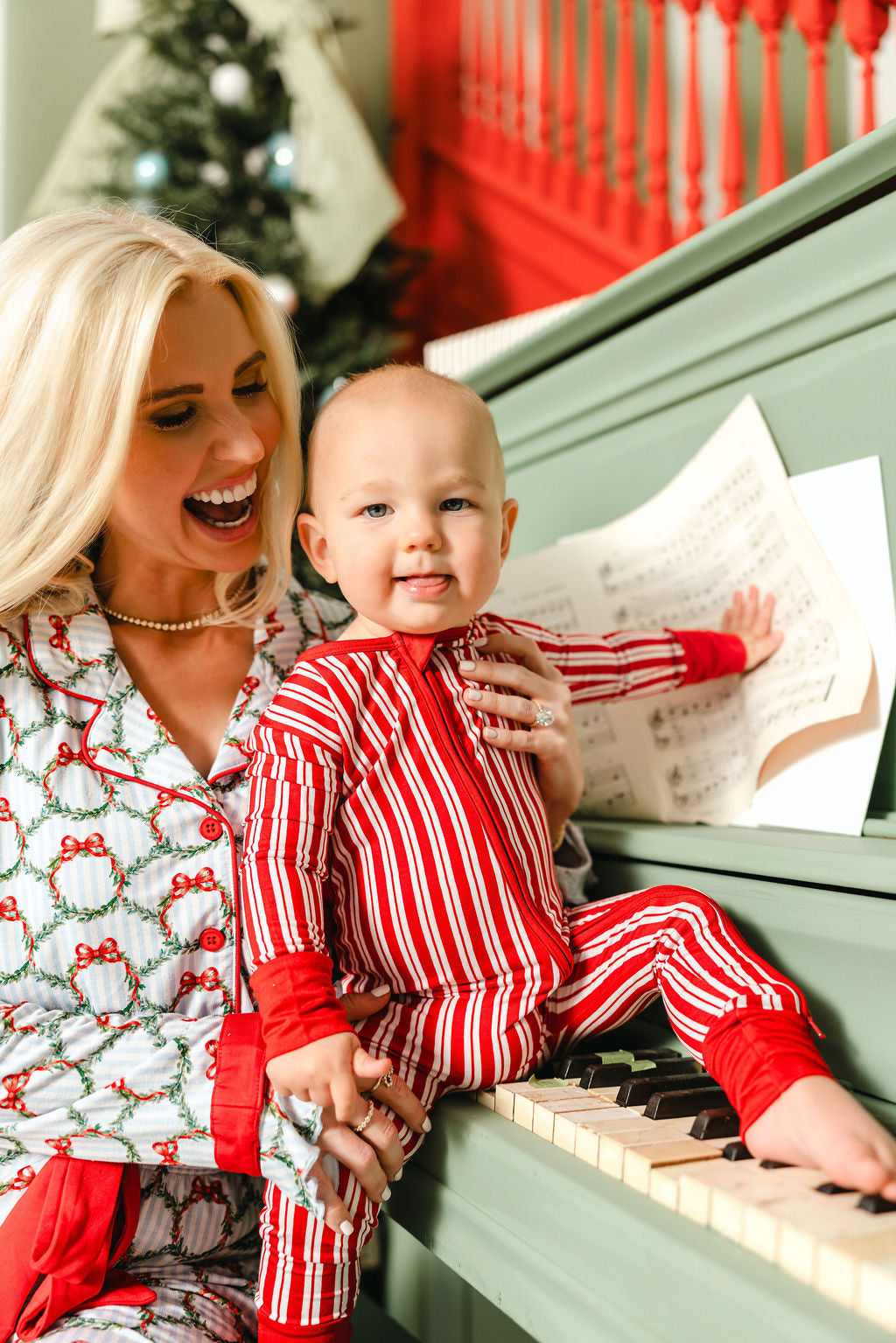 LPC X Tiffany Houghton Candy Cane Lane Zipper Onesie