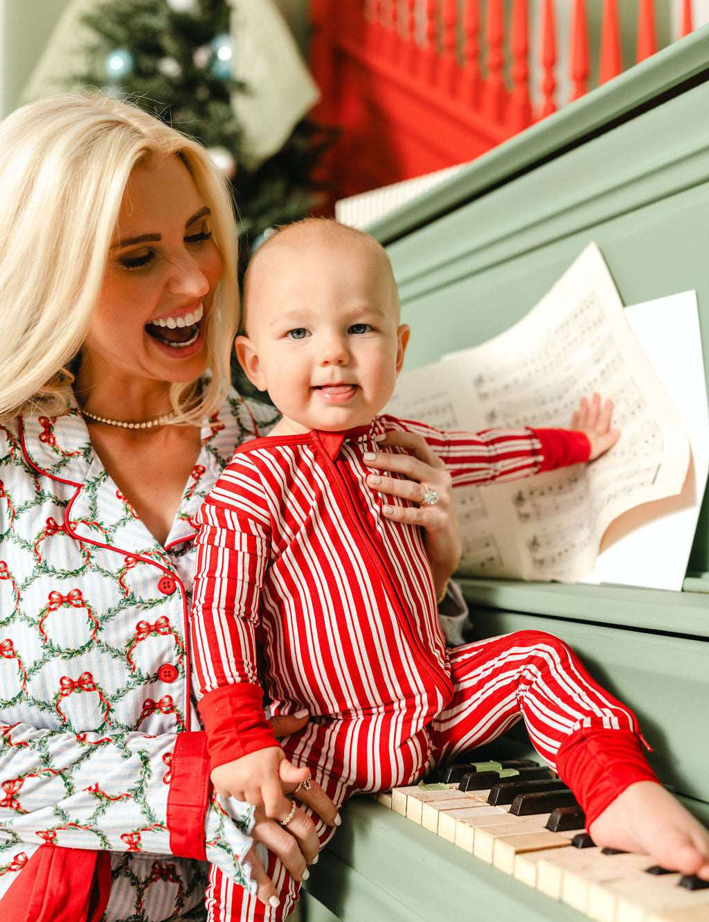LPC X Tiffany Houghton Candy Cane Lane Zipper Onesie