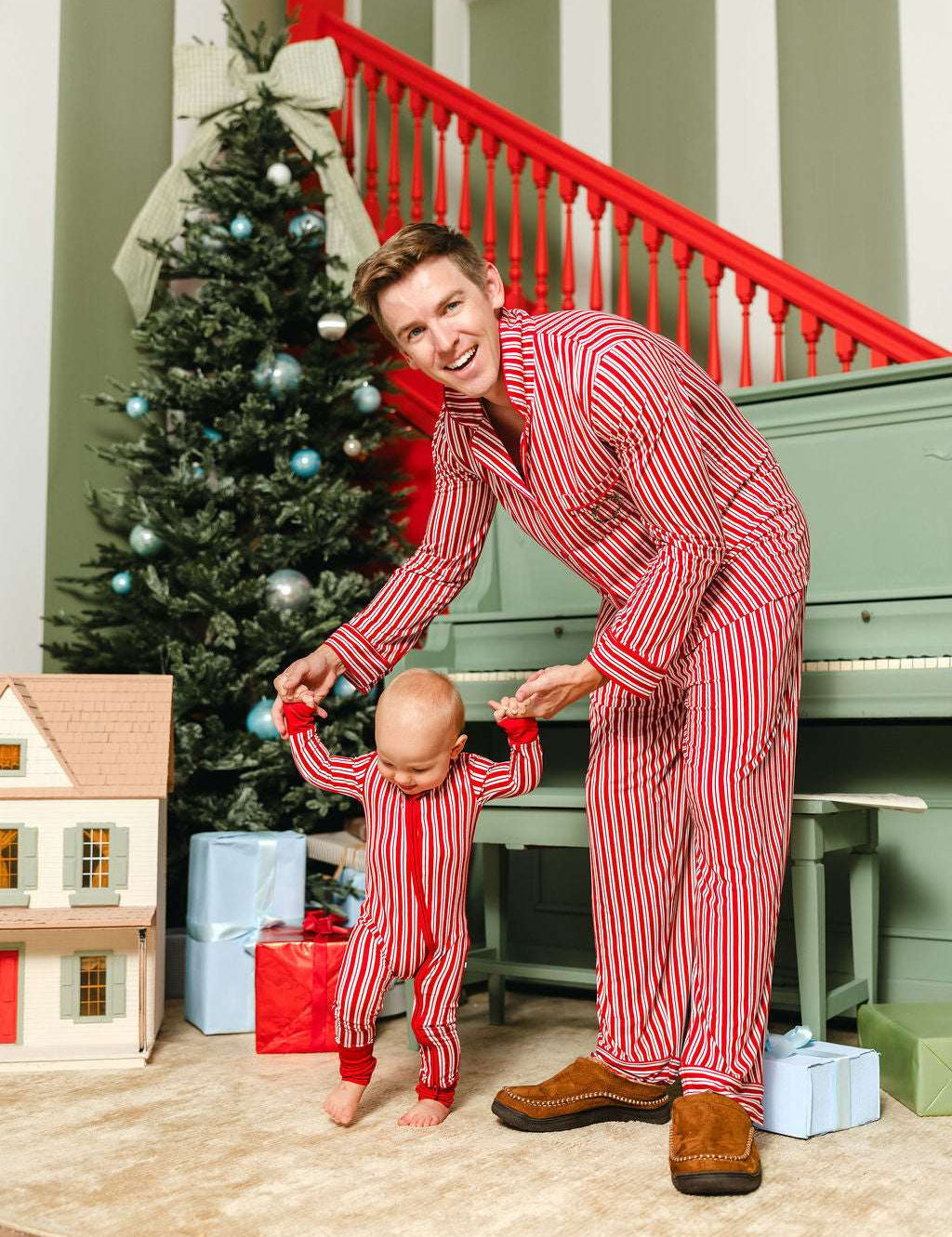 LPC X Tiffany Houghton Candy Cane Lane Zipper Onesie