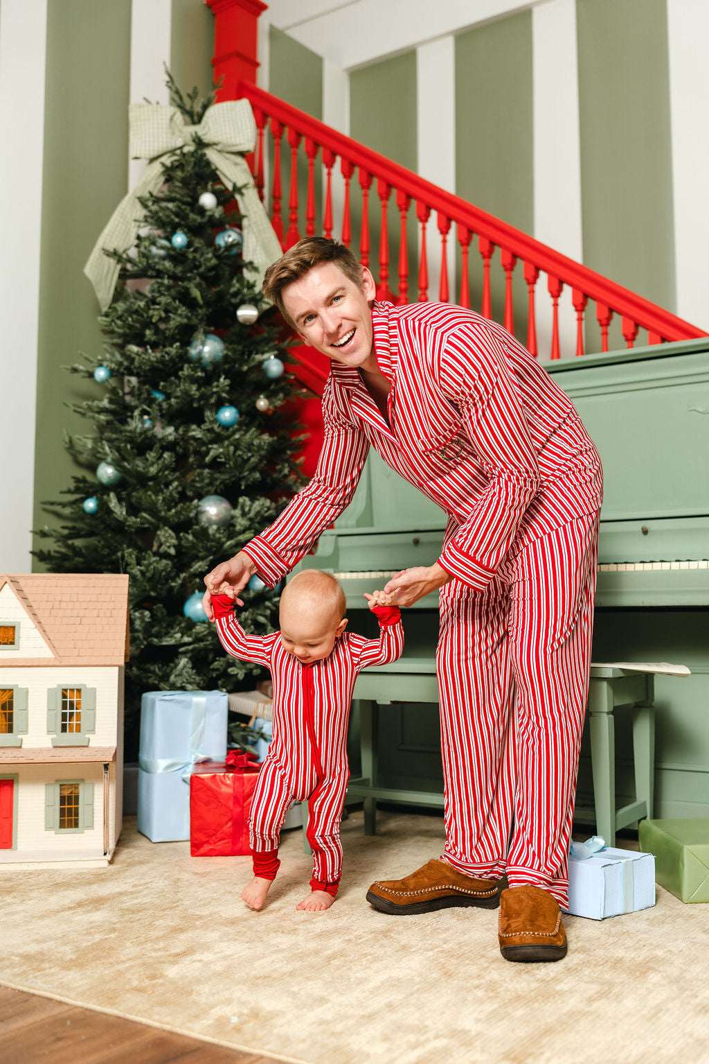 LPC X Tiffany Houghton Candy Cane Lane Zipper Onesie