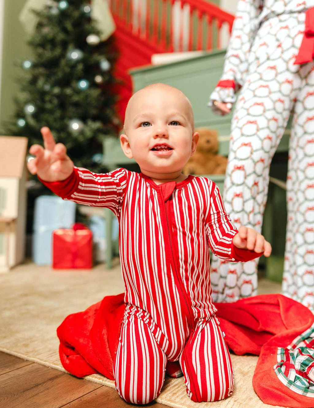 LPC X Tiffany Houghton Candy Cane Lane Zipper Onesie
