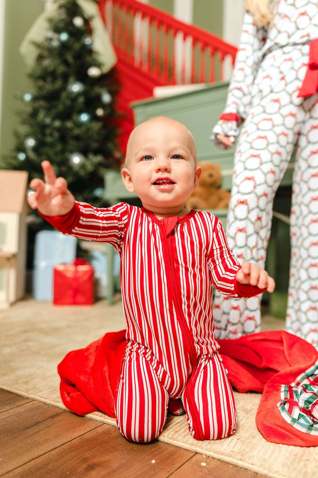 LPC X Tiffany Houghton Candy Cane Lane Zipper Onesie
