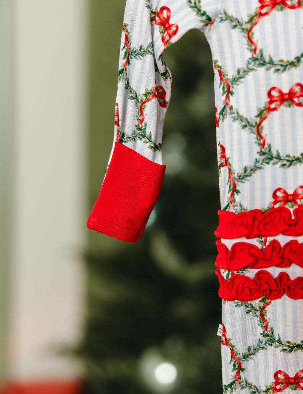 LPC X Tiffany Houghton Wreaths and Ribbons Ruffle Zipper Onesie