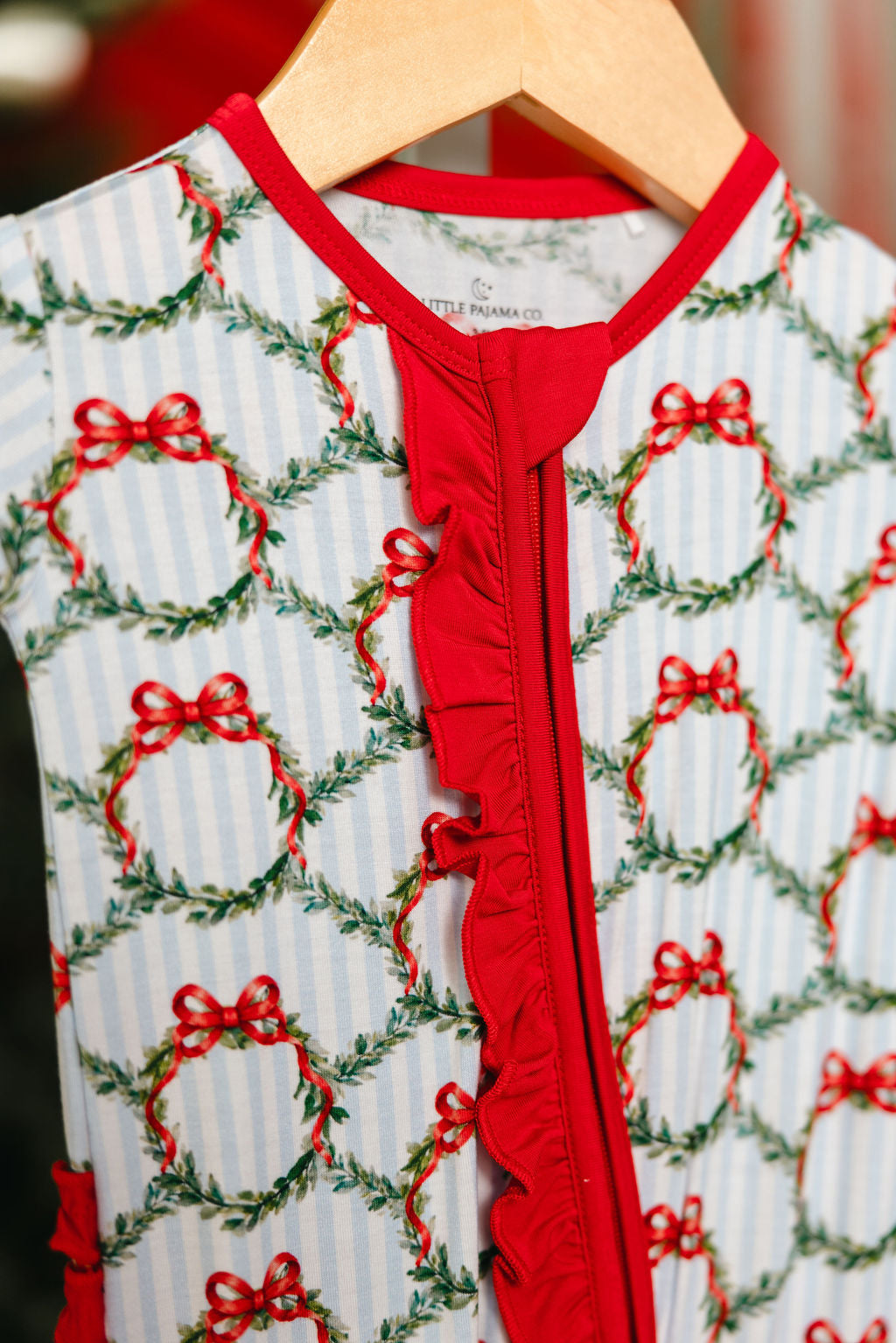 LPC X Tiffany Houghton Wreaths and Ribbons Ruffle Zipper Onesie