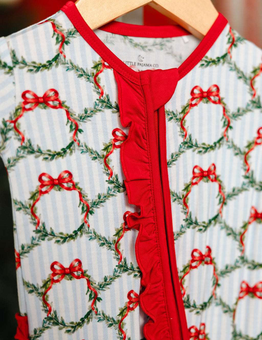 LPC X Tiffany Houghton Wreaths and Ribbons Ruffle Zipper Onesie
