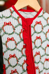 LPC X Tiffany Houghton Wreaths and Ribbons Ruffle Zipper Onesie