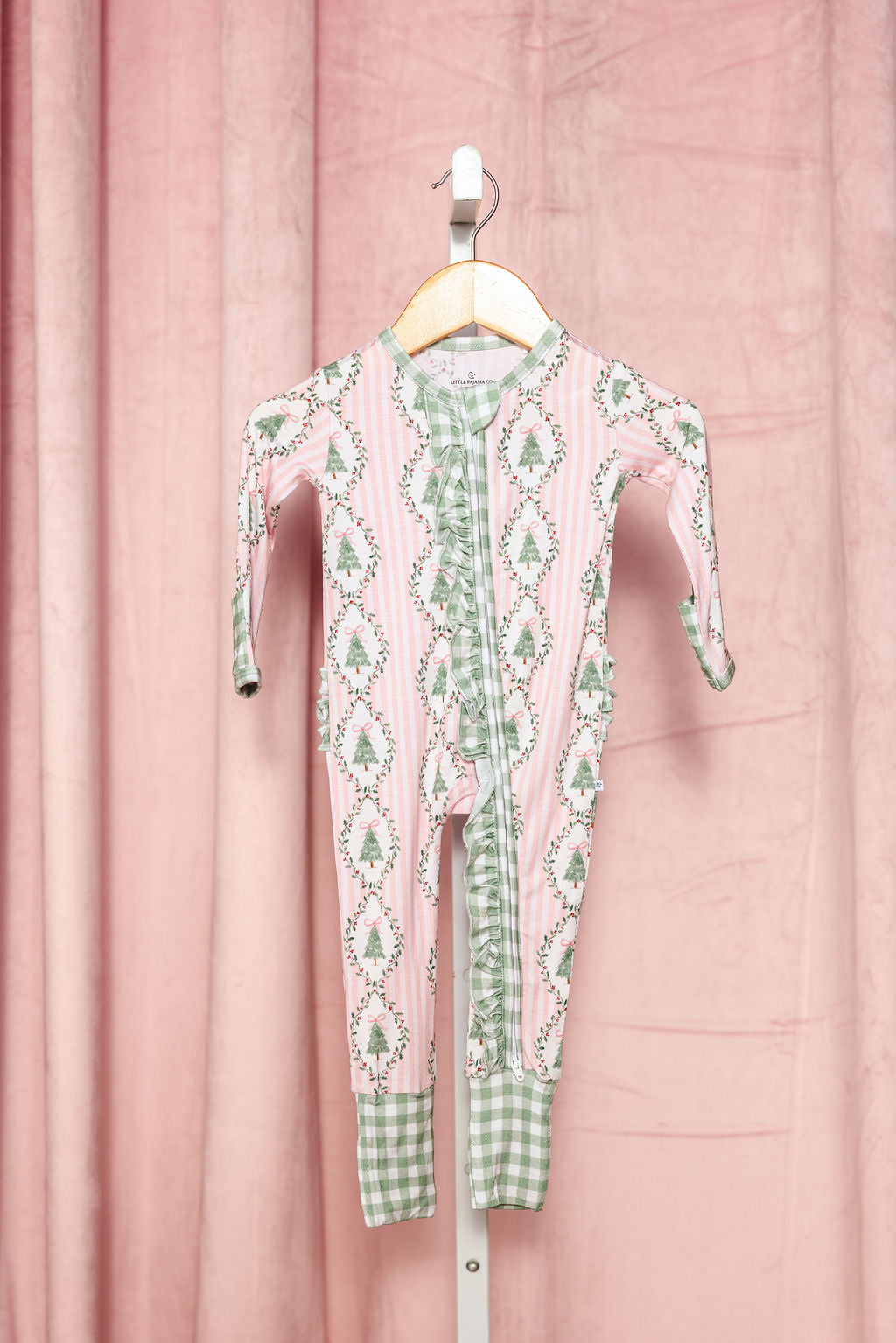 LPC X Tiffany Houghton Bow-Ho-Ho Ruffle Zipper Onesie