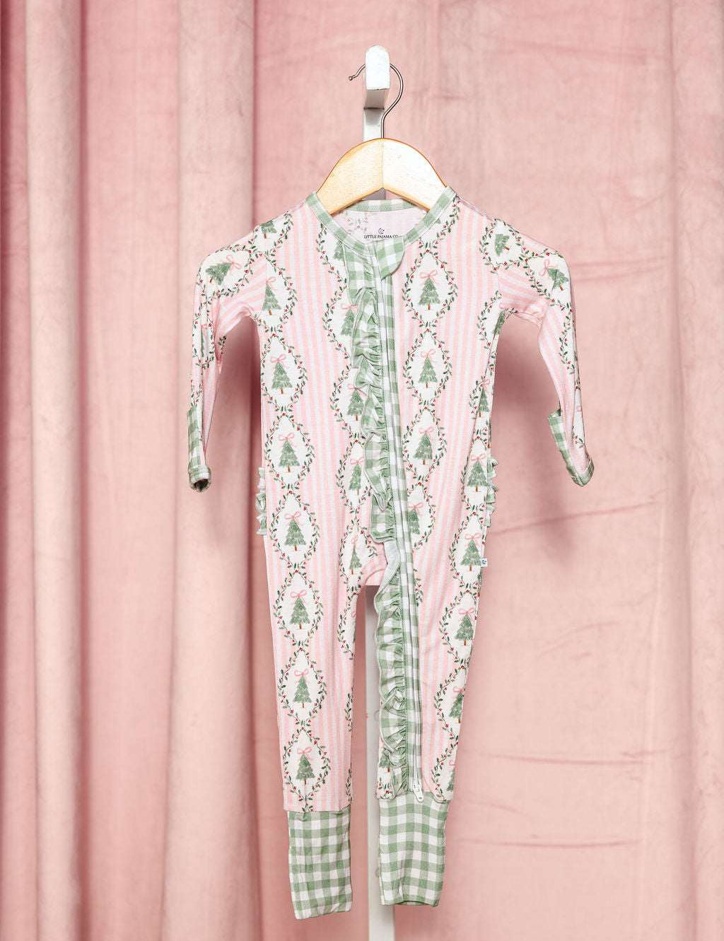 LPC X Tiffany Houghton Bow-Ho-Ho Ruffle Zipper Onesie