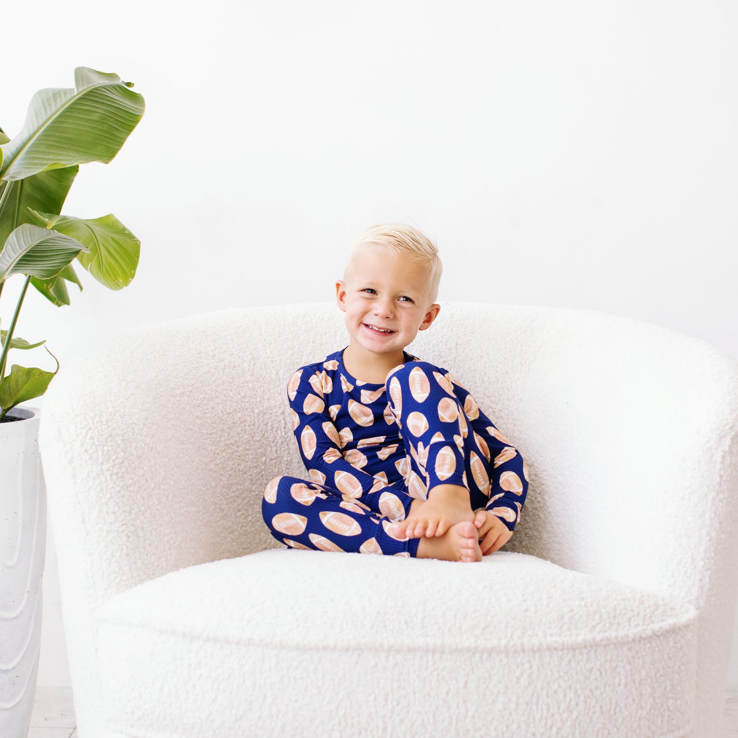 Ribbed Football Two Piece Pajama Set