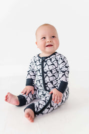 Ghosts Ribbed Zipper Onesie