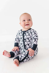 Ghosts Ribbed Zipper Onesie