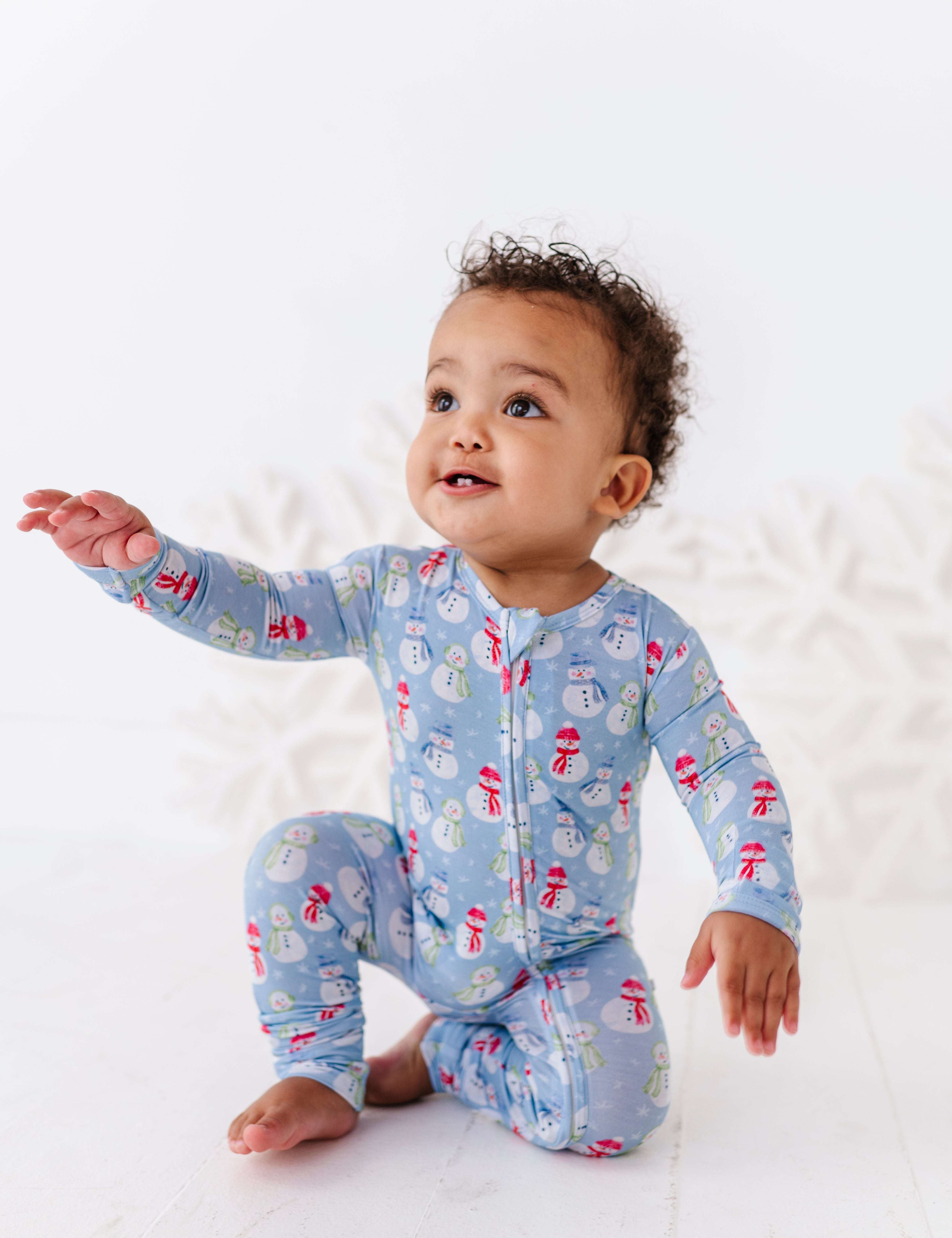 Blue Snowman Zipper Onesie