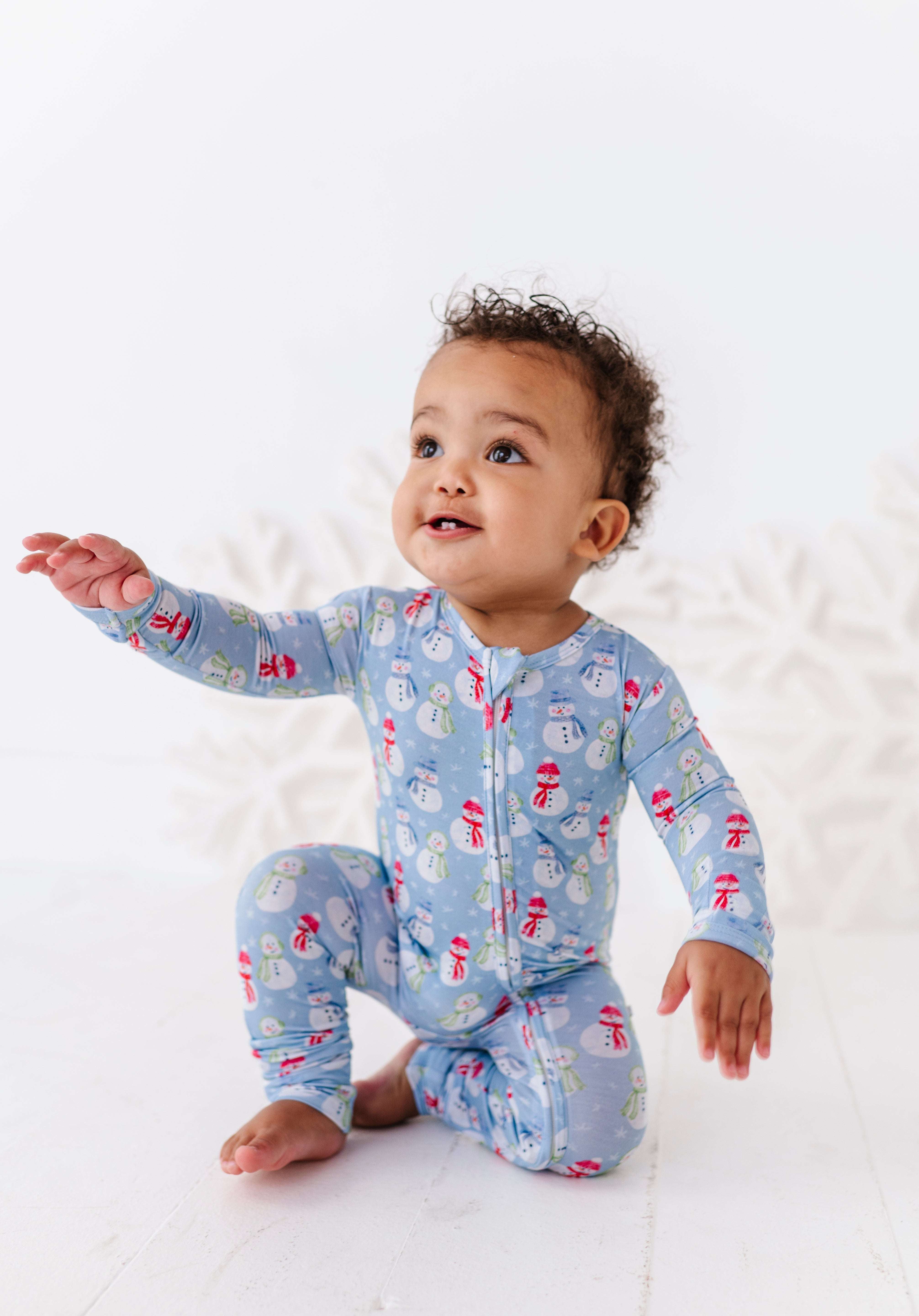 Blue Snowman Zipper Onesie