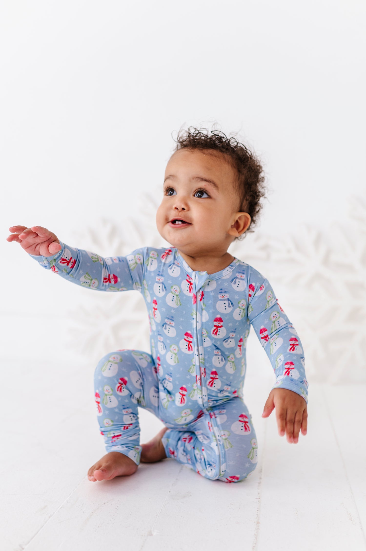 Blue Snowman Zipper Onesie