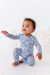 Blue Snowman Zipper Onesie