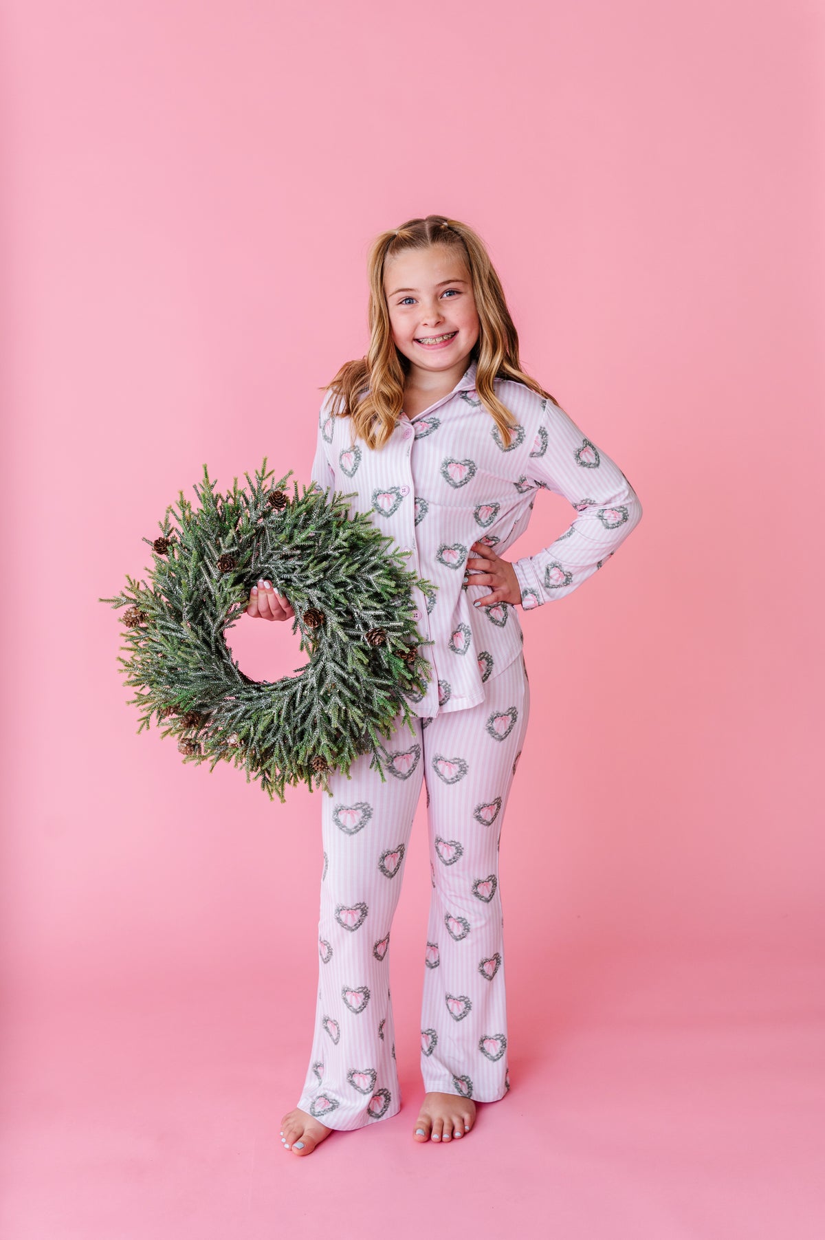 Holiday Heart Wreaths Girls Flare Set