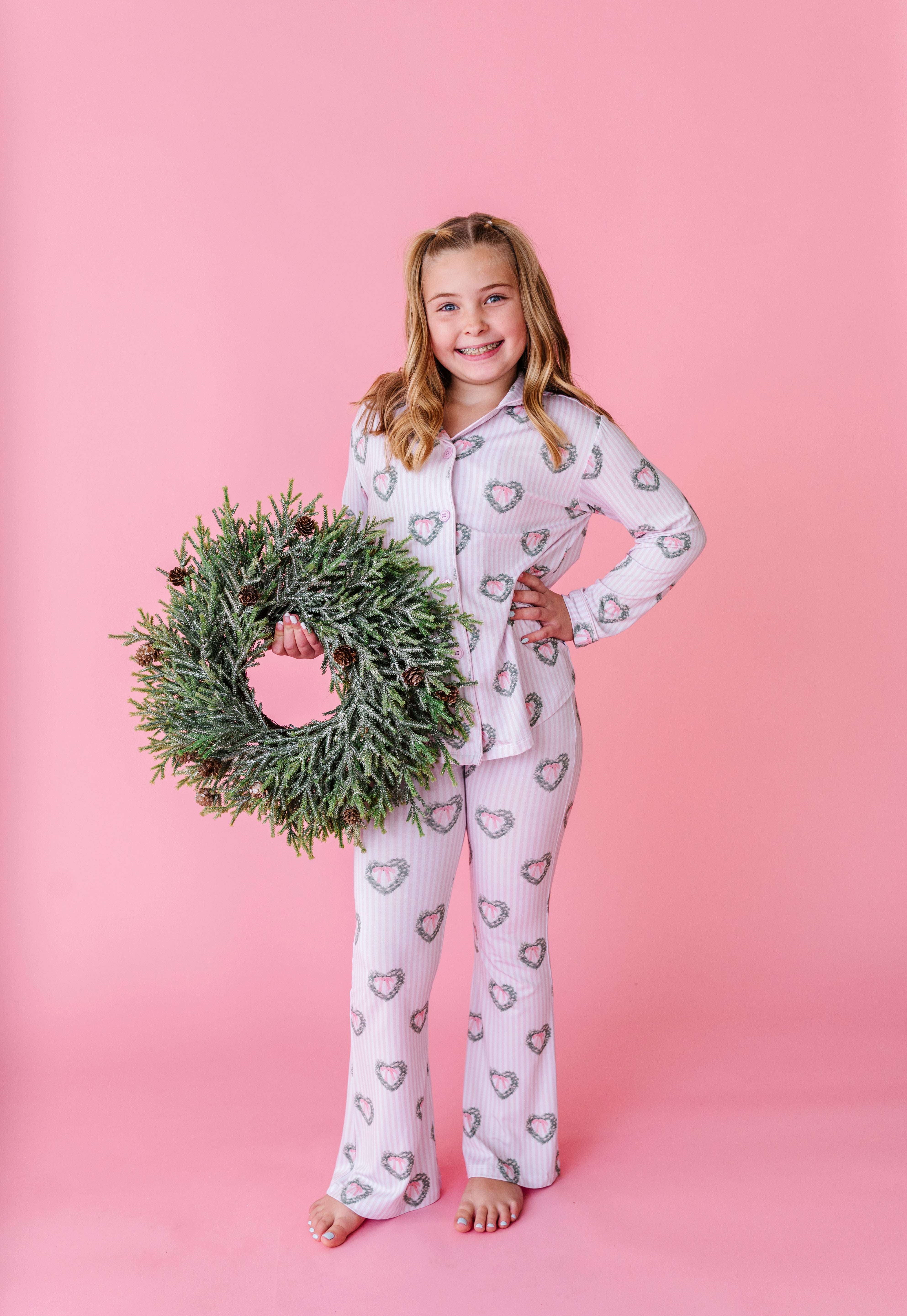 Holiday Heart Wreaths Girls Flare Set