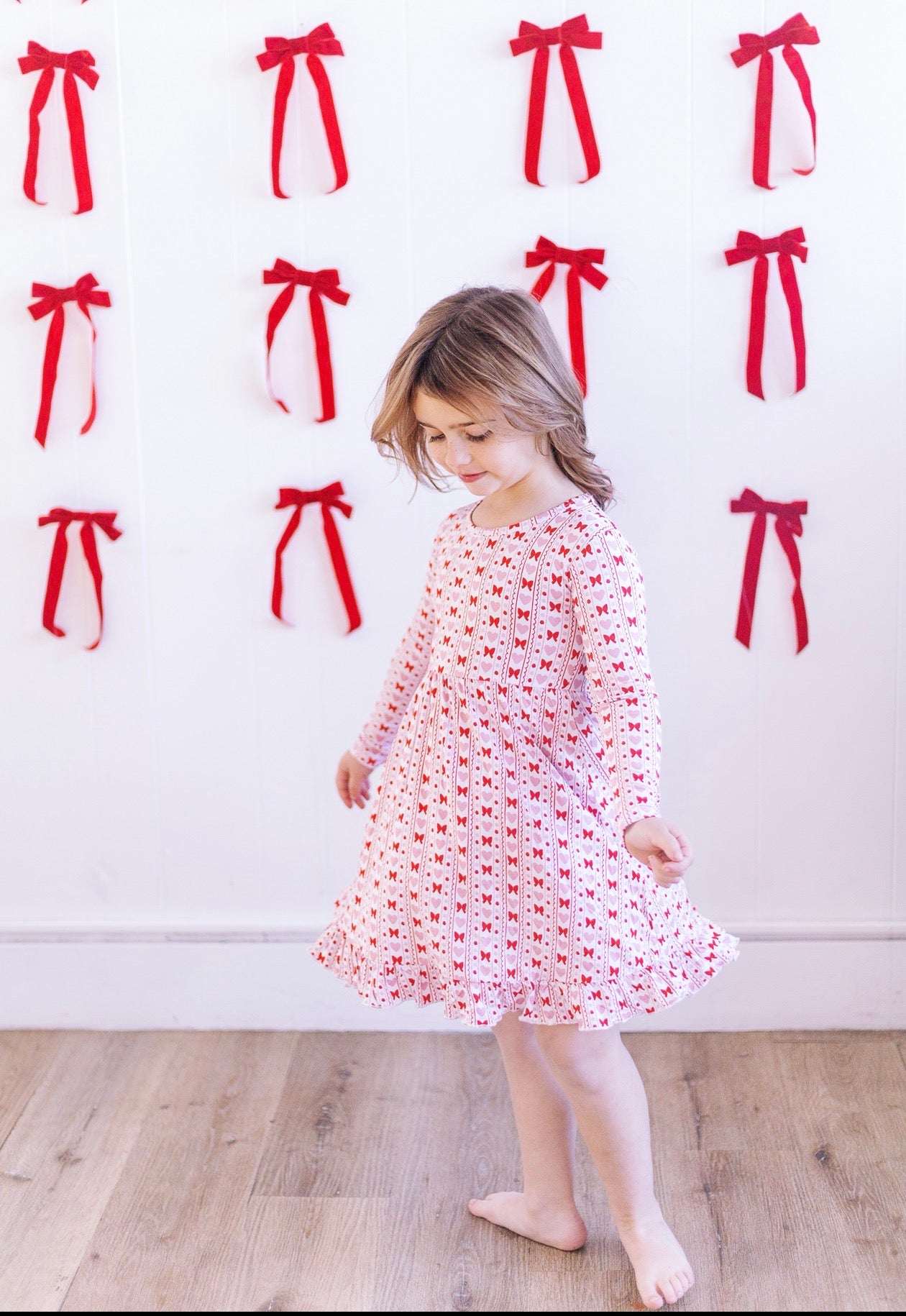 Heart and Bow Ruffle Dress