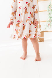 Santa Bear Girls Twirl Dress